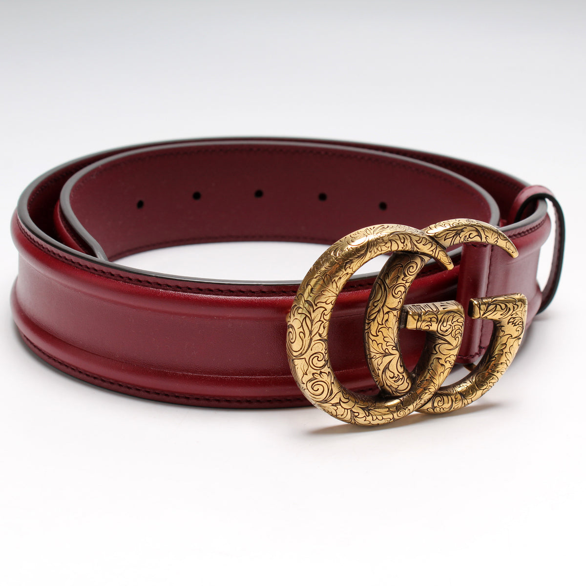 ? Stunning Iconic Gucci Red Leather & Gold GG Belt Vintage Gucci 75/30 Gucci Leather Belt with Horse-bit Detail - Vintage Lux main image 4