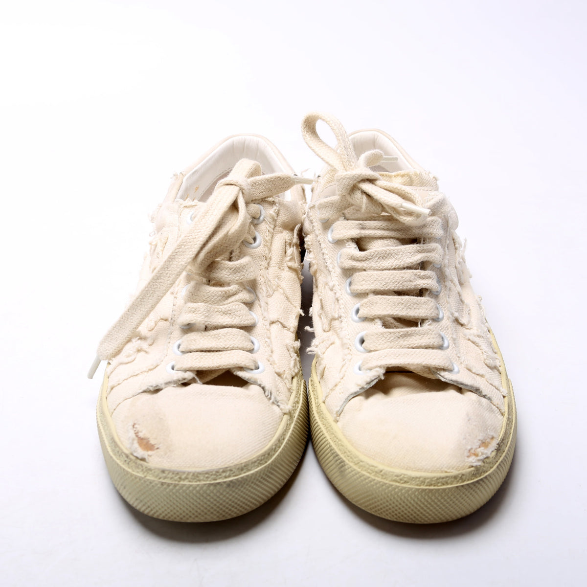 Canvas Lace Up Distressed Sneakers Size 36