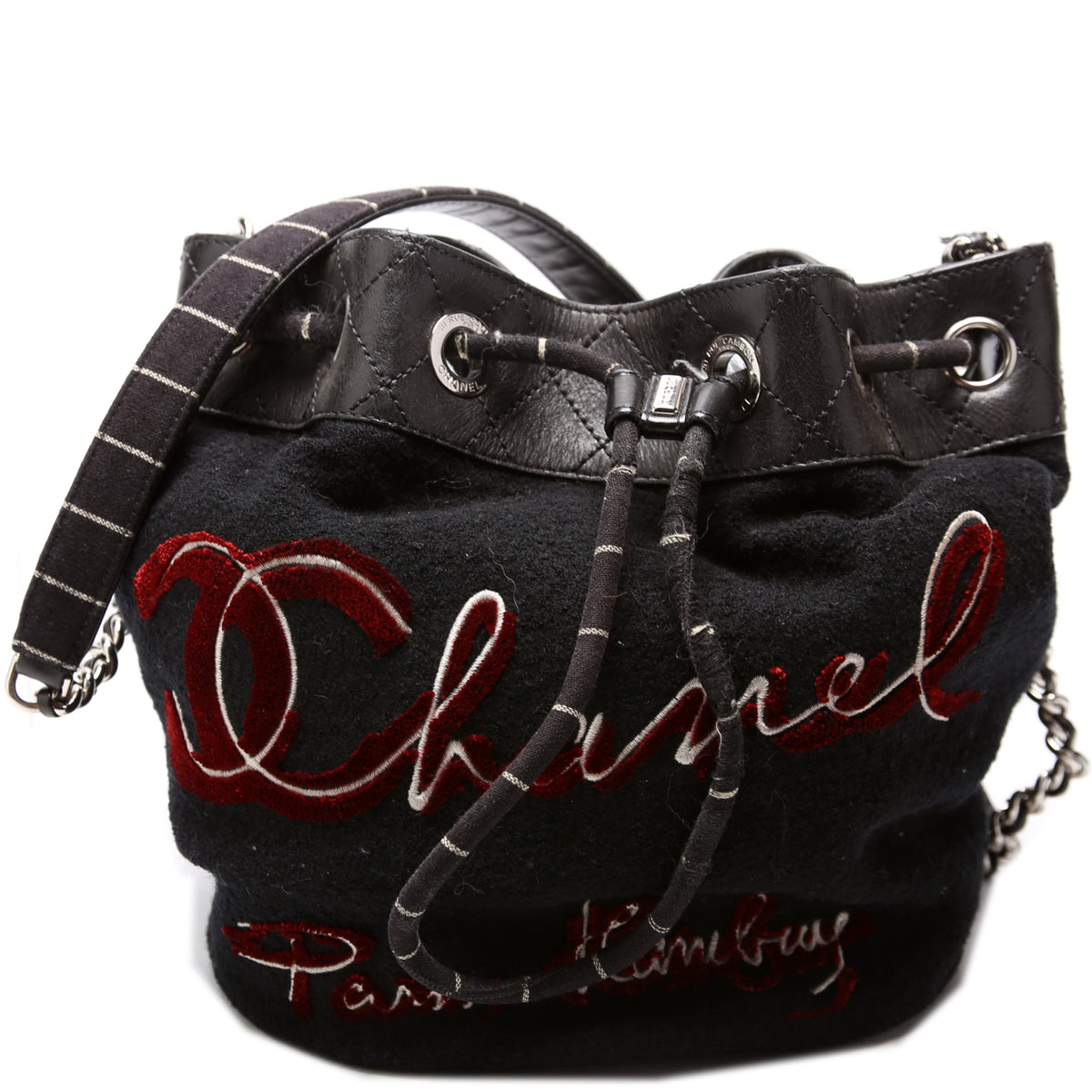 Paris Hamburg Drawstring Bucket Bag Black