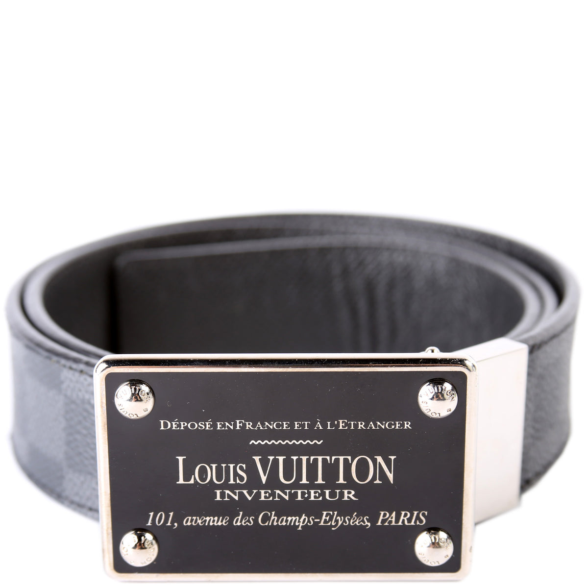 Pre-Loved Louis Vuitton Damier Graphite Ceinture Inventeur Belt Louis Vuitton Damier Graphite Inventeur Ceinture 100 - Black  main image 3