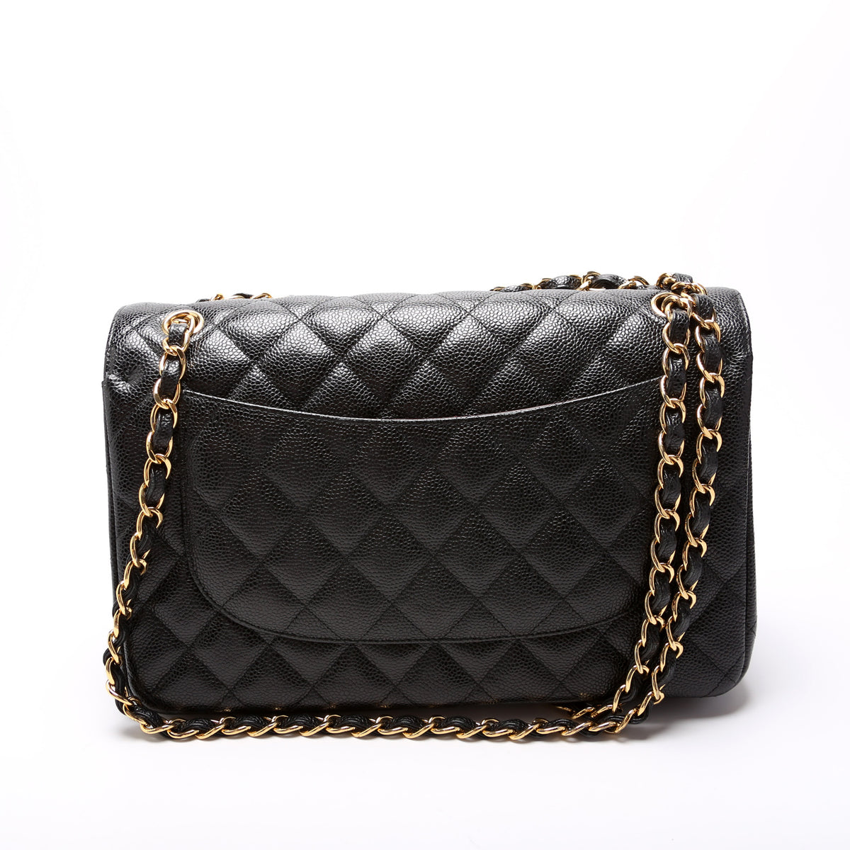 FLAP BAG WITH SILVER-TONE HANDLE 19 IN WHITE CAVIAR SKIN