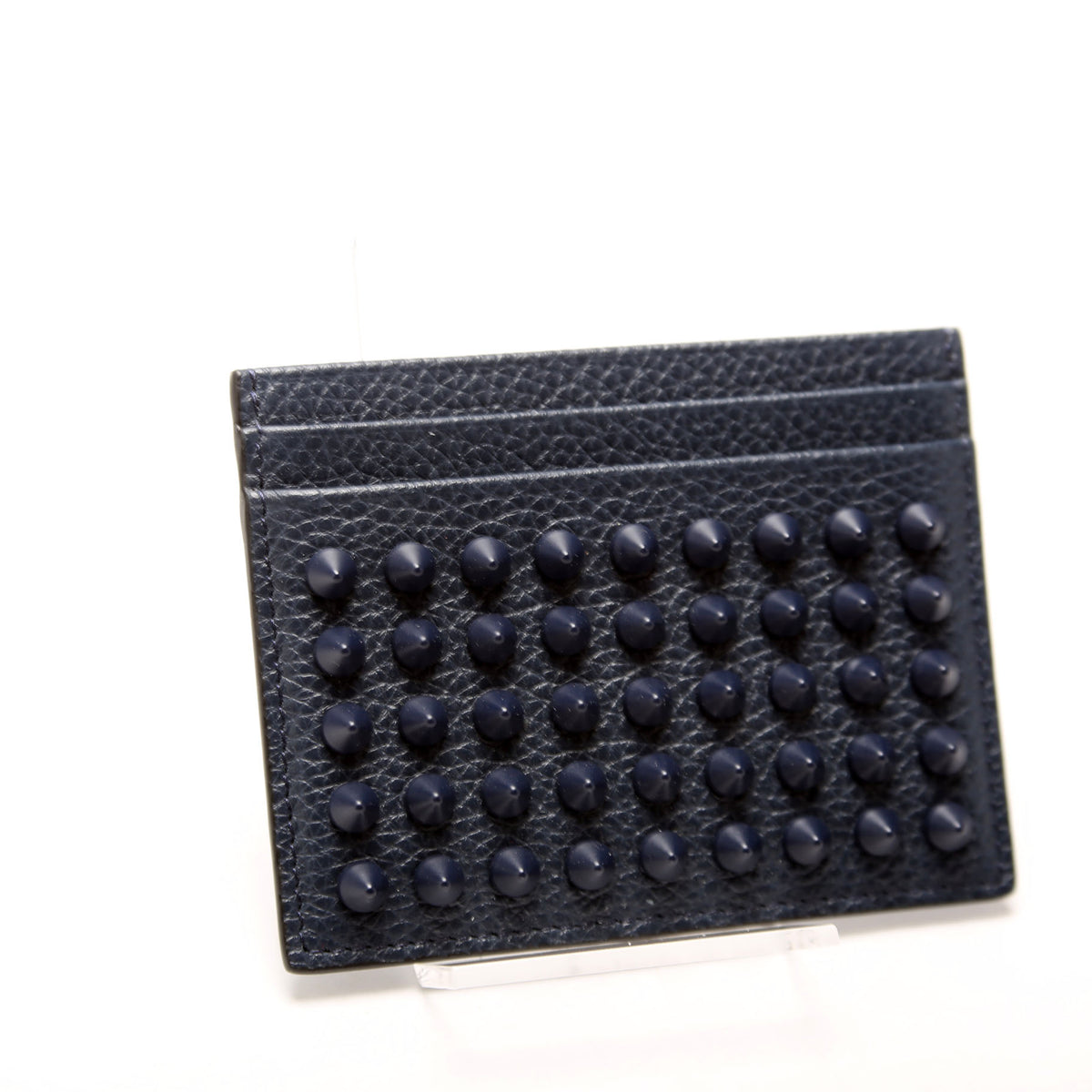 Kios Spiked Leather Card Holder Navy