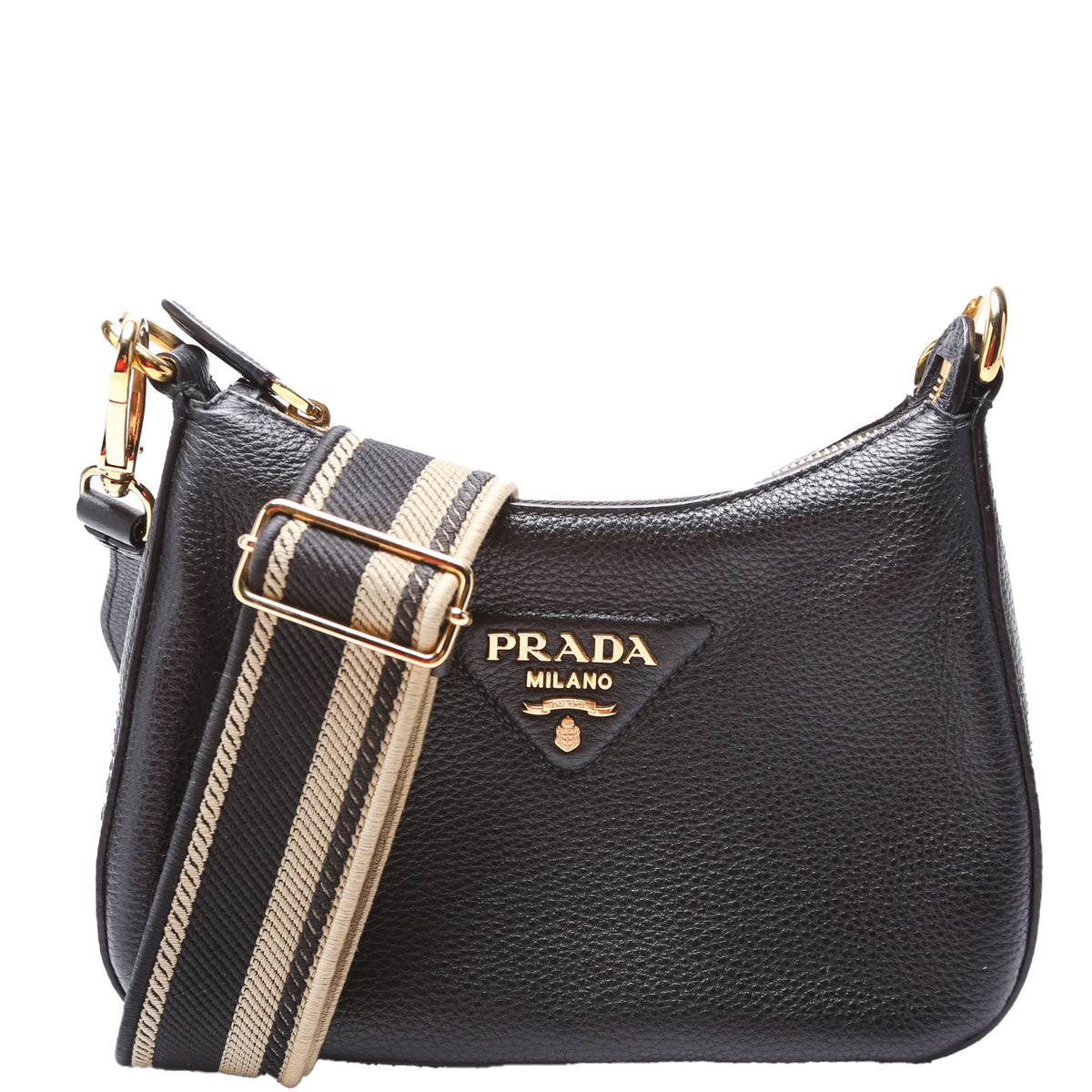 【極美品✨】PRADA プラダ　ボディバッグ　VITELLO DAINO 黒 Vitello Daino Soft Leather Crossbody Black