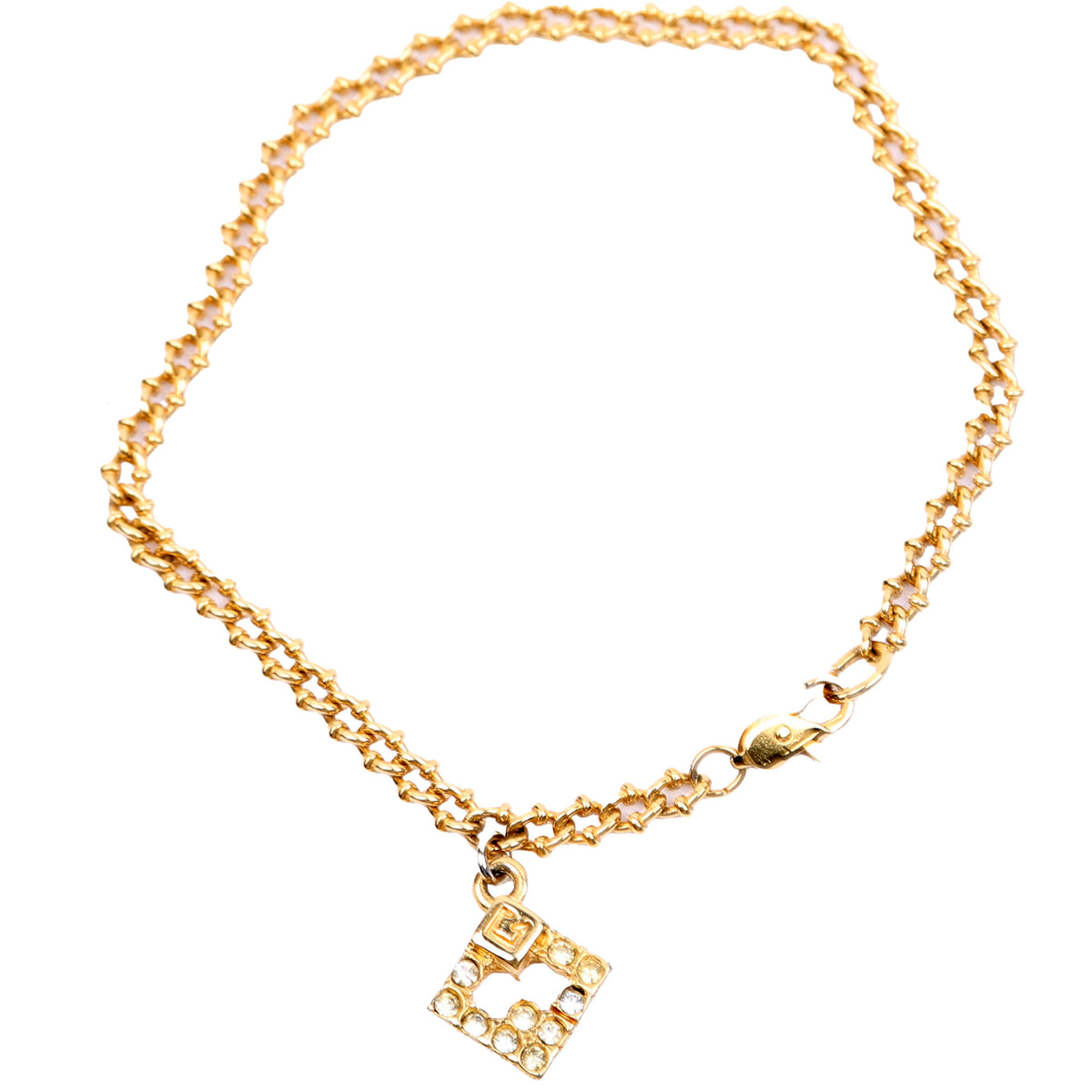 Crystal G Link Bracelet Vintage Bracelet Gold