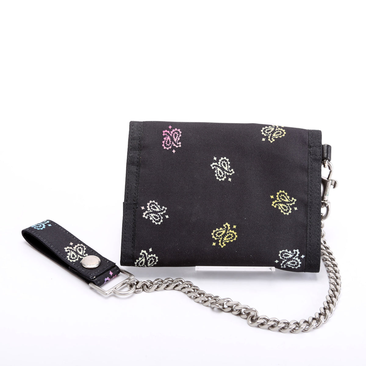 556417 Bandana Print Nylon Chain Wallet Black/Multicolor