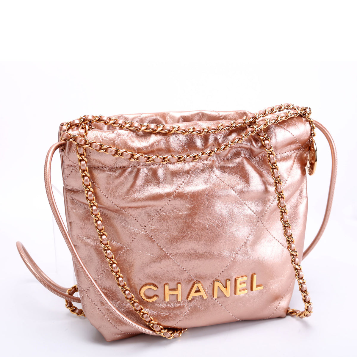 Chanel 22 Mini Metallic Calfskin RFID Pink