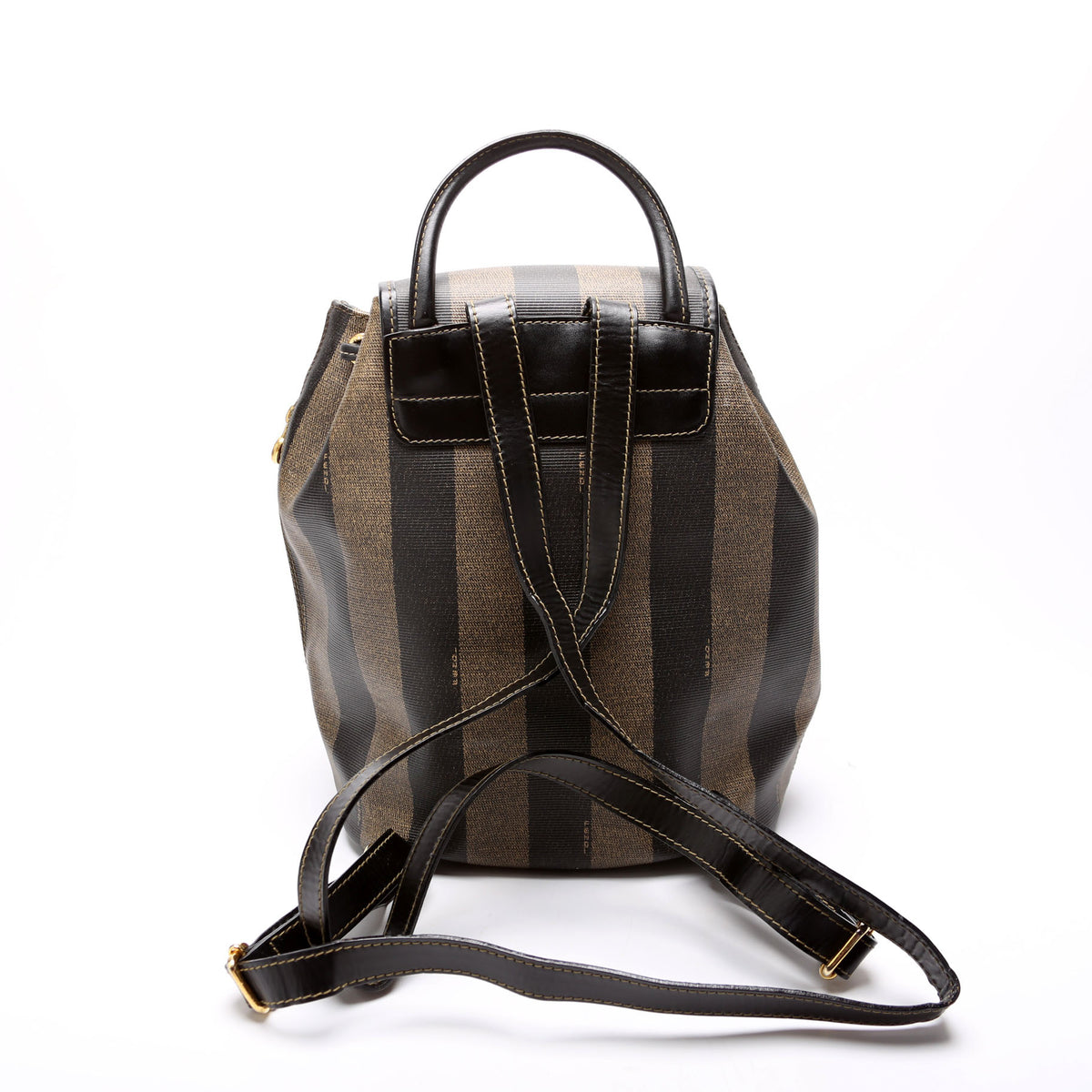 Fendi Pequin Front Pocket Backpack Coated Canvas Mini FENDI - VINTAGE PEQUIN CANVAS & LEATHER BACKPACK – RE.LUXE AU main image 2