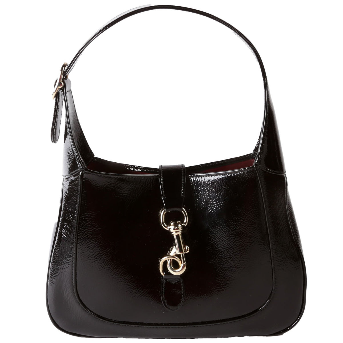 782849 Jackie Patent Shoulder Bag Small Black