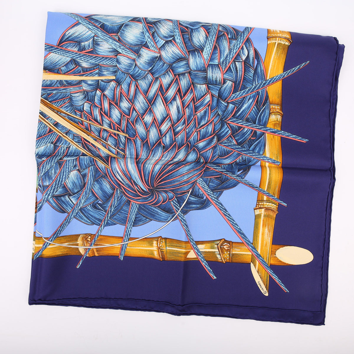 HERMÈS Jardin Créole シルクスカーフ 90cm Jardin Creole 90CM Silk Scarf Blue