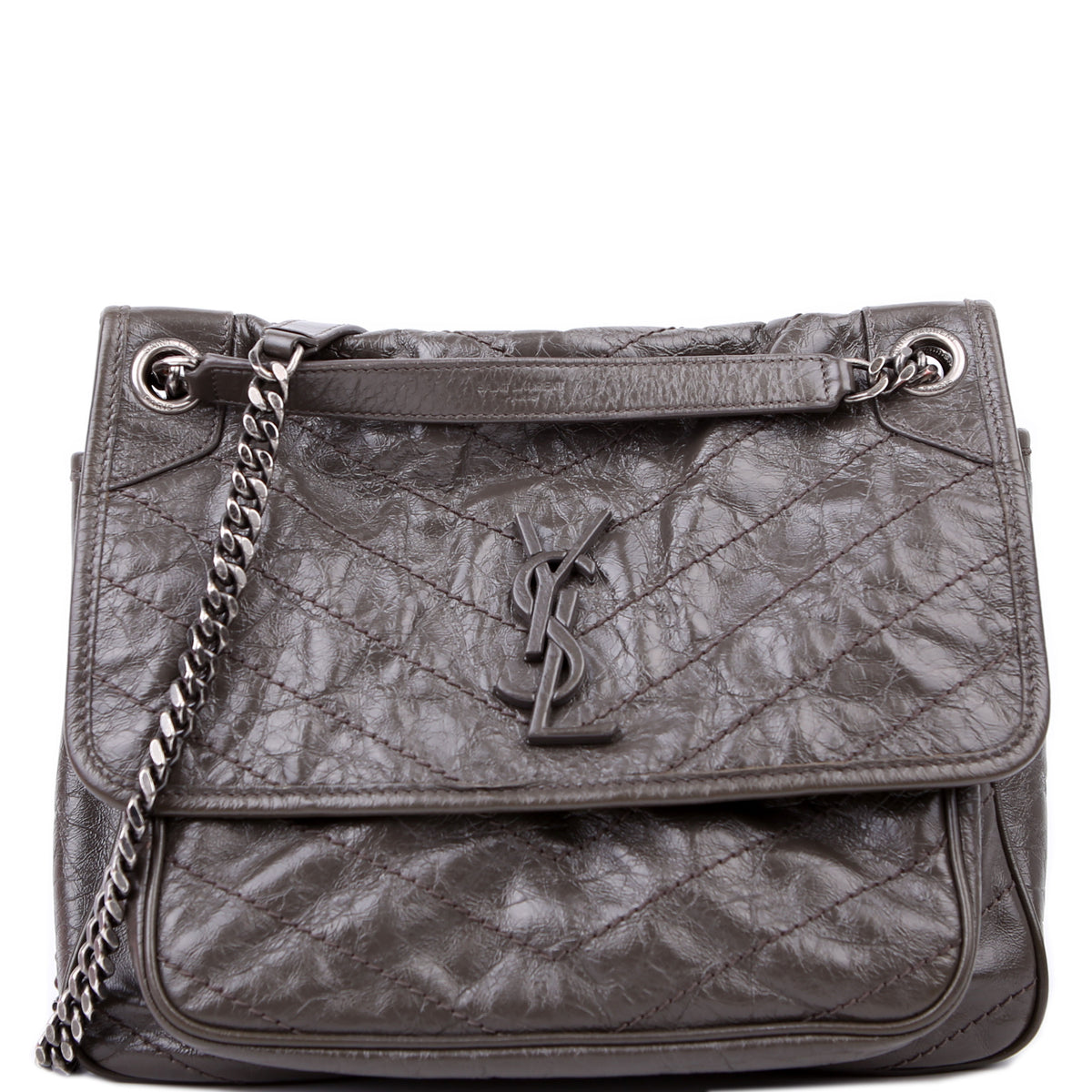 Niki Medium Crinkle Leather 498894 Grey