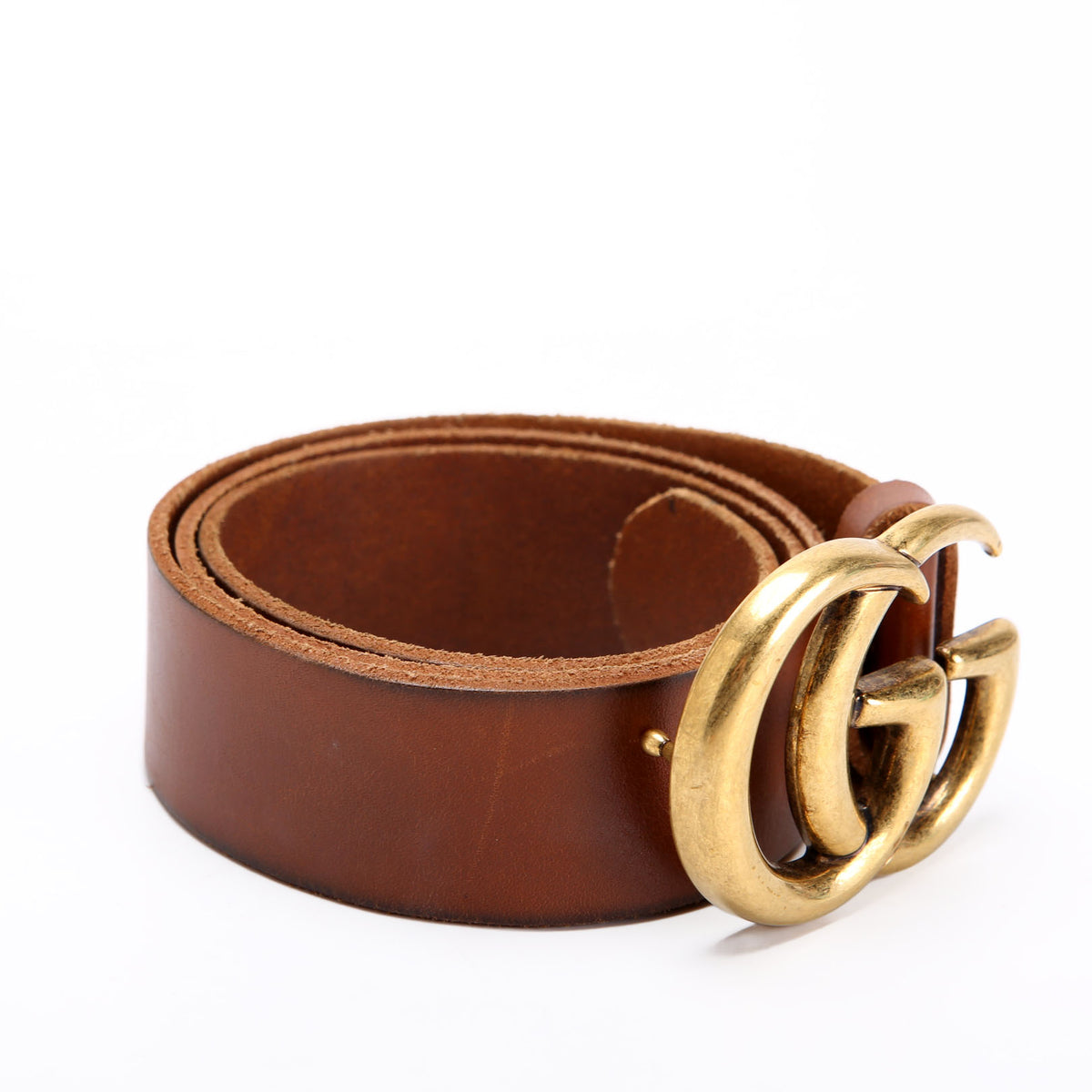 Gucci GG Marmont Brown Faded Leather Antique Brass Wide Belt, sz XS Gucci GG Marmont Wide 68MM Belt GG Supreme Beige/Ebony/Gold  main image 3