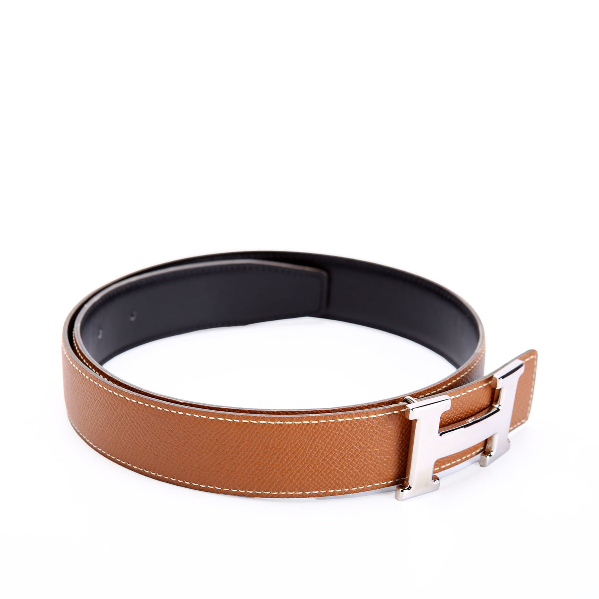 Authentic HERMES Constance H gold buckle reversible brown and navy 75cm Lot - Hermes Paris designer belt with brass Constance  main image 3
