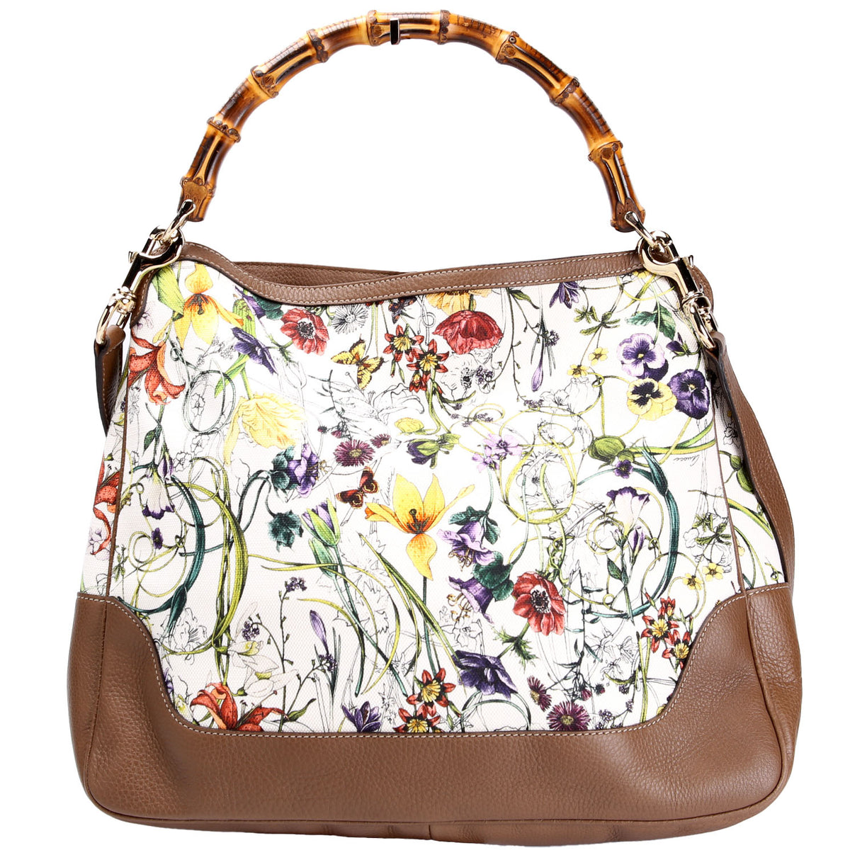 282315 Flora Canvas Diana Bamboo Shoulder Brown/White