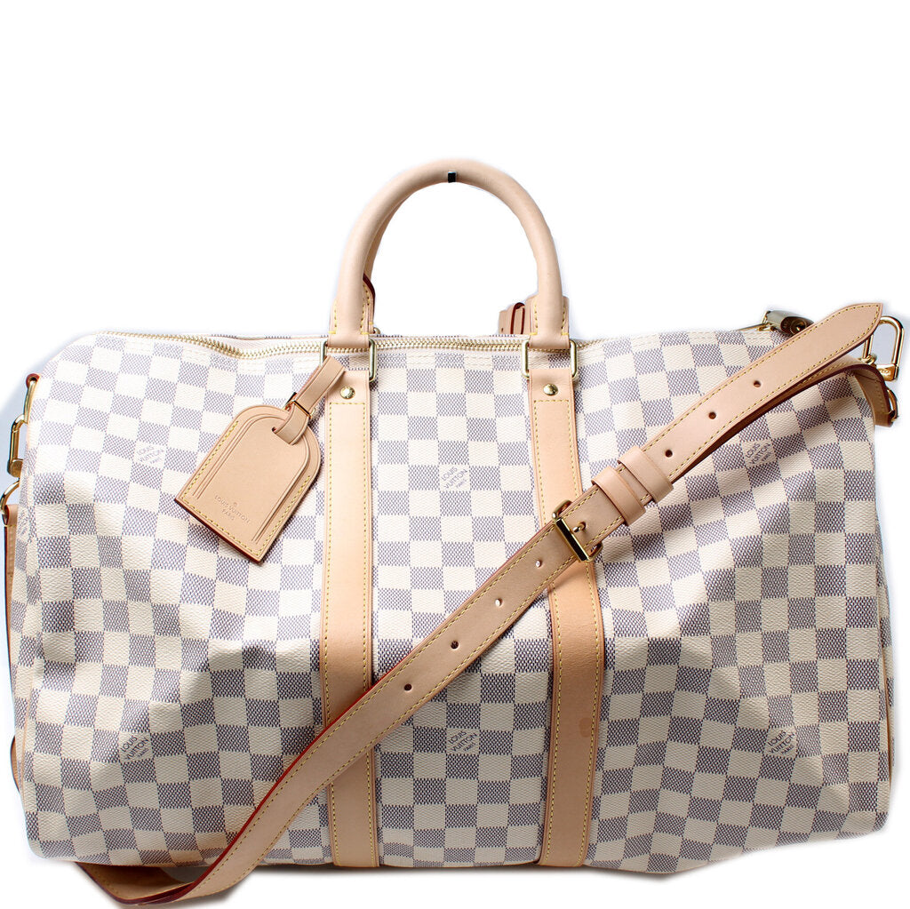 Keepall 45 Bandouliere Damier Azur – Keeks Designer Handbags