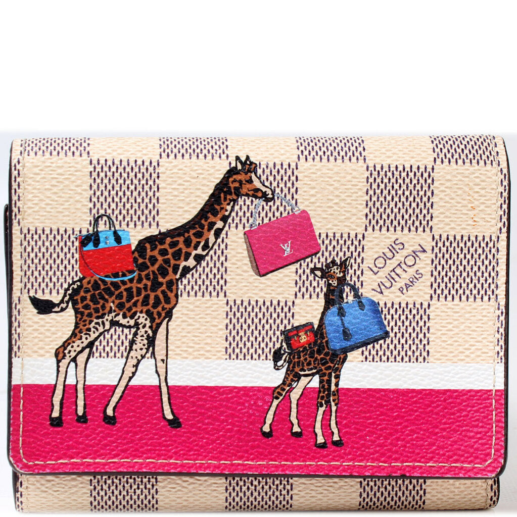 Victorine Illustre Giraffe Compact Wallet Damier Azur