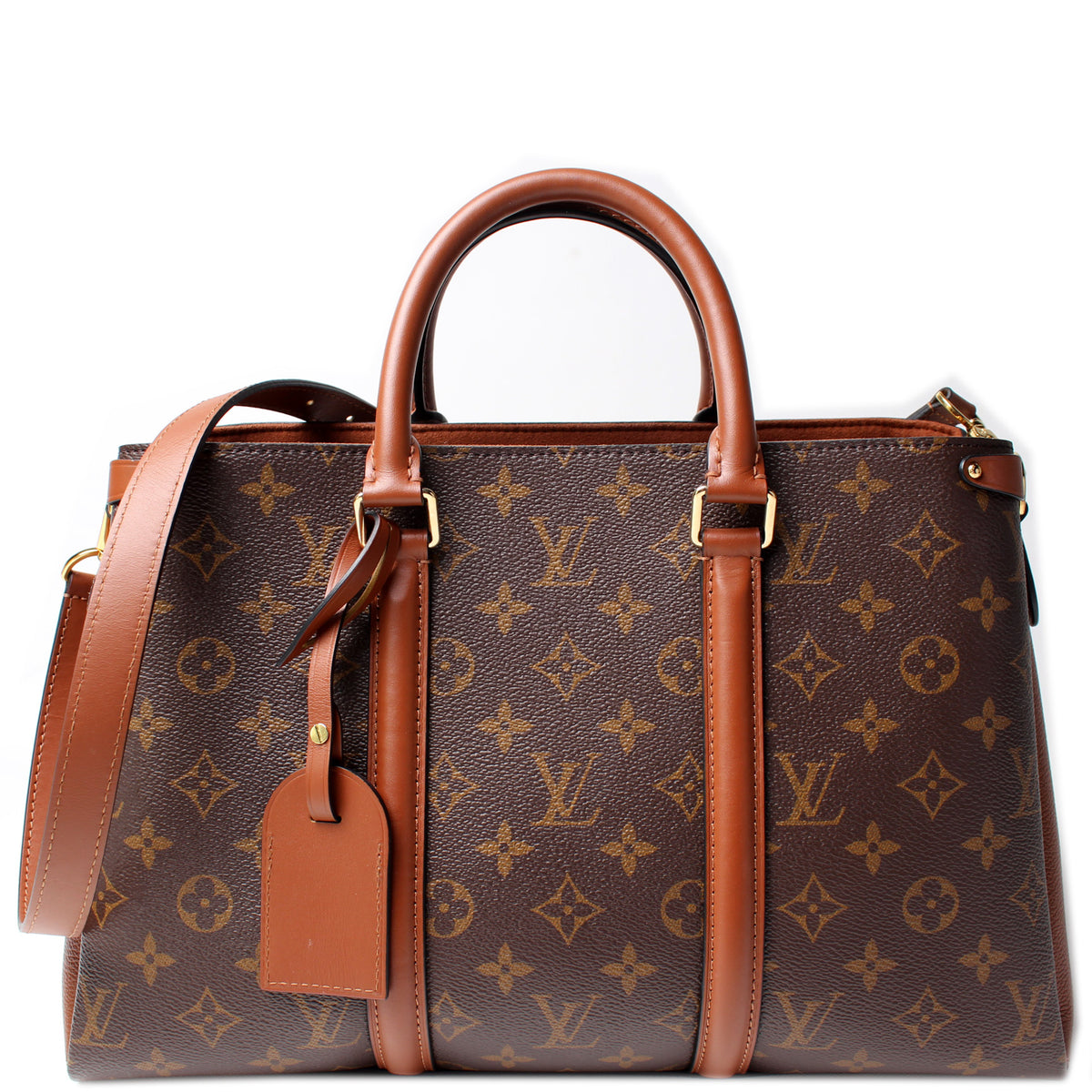 Louis Vuitton Soufflot Tote Monogram Canvas with Leather MM Brown 21809092