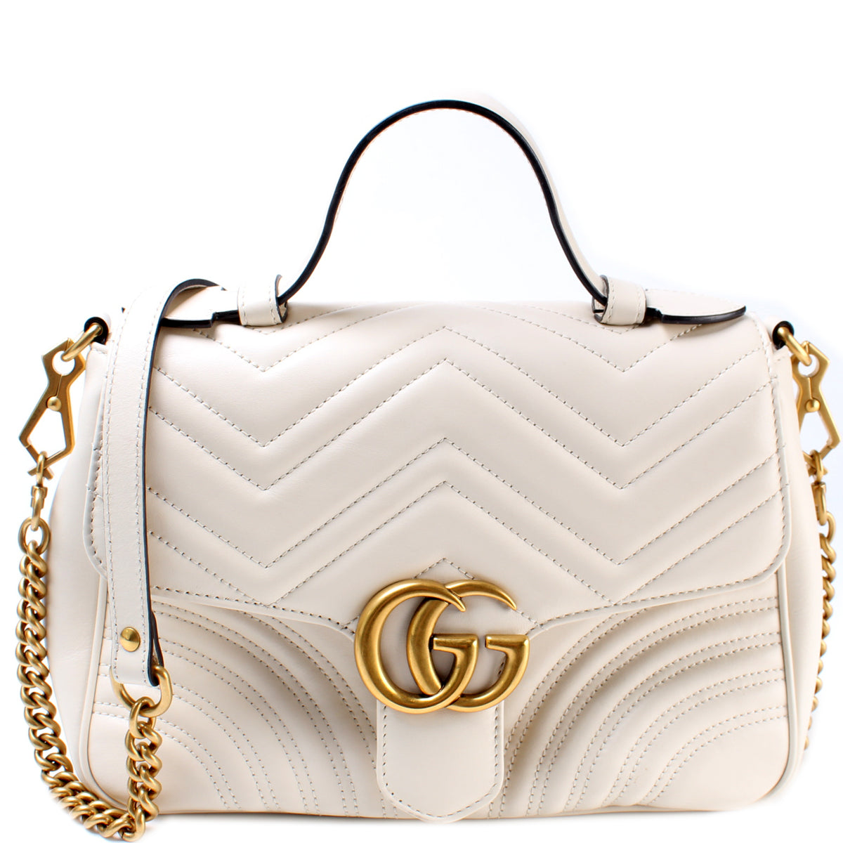 GUCCI GG Marmont Small Top Handle Shoulder Bag Cream 498110