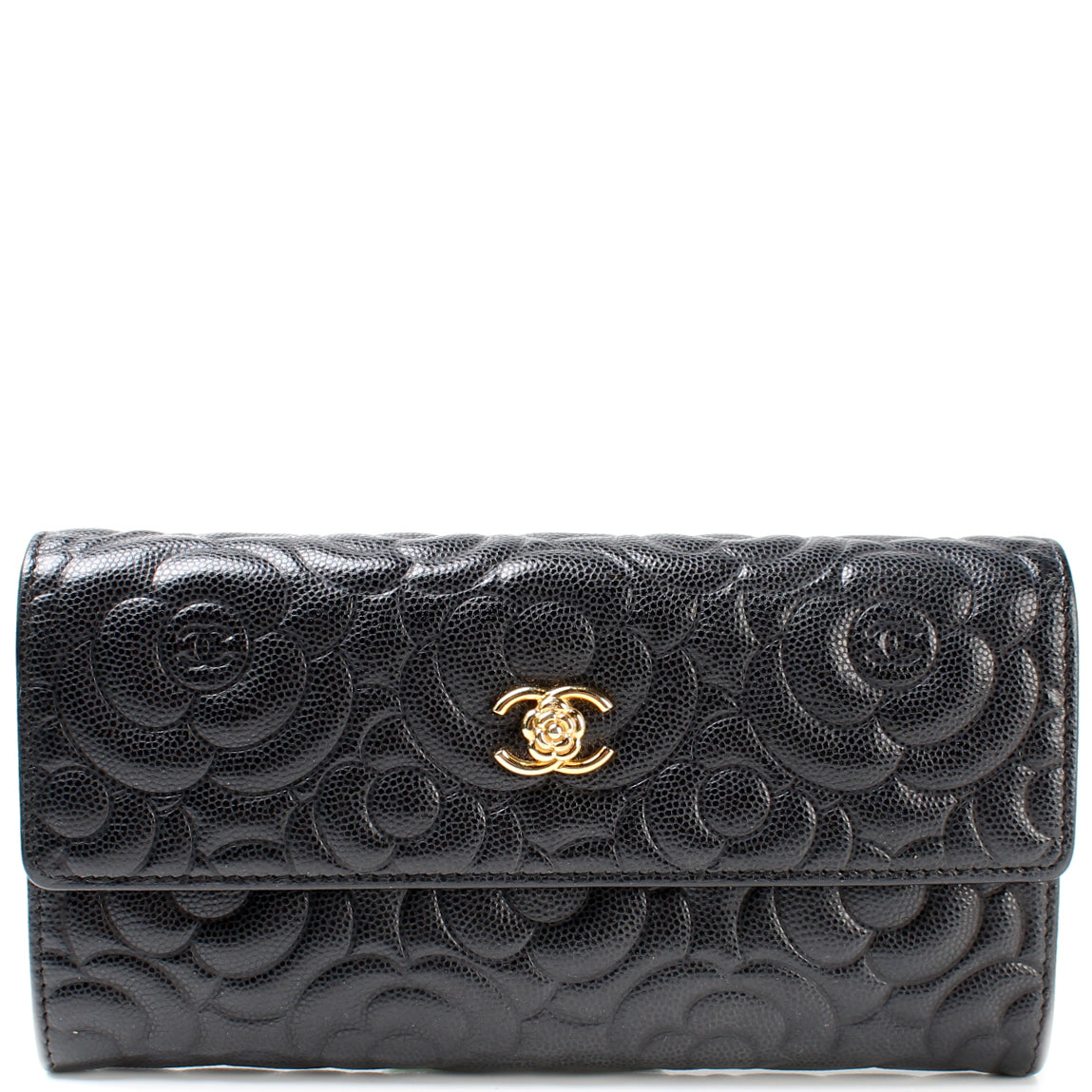 Camellia Embossed Flap Wallet 22M Keeks Designer Handbags