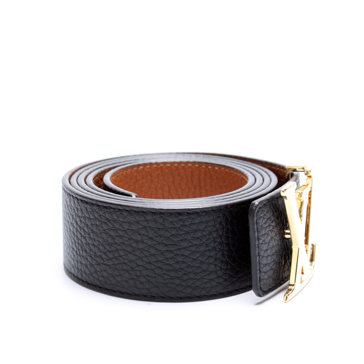 Louis Vuitton LV Initiales 40mm Reversible Belt Black Grey Leather. Size 110 cm
