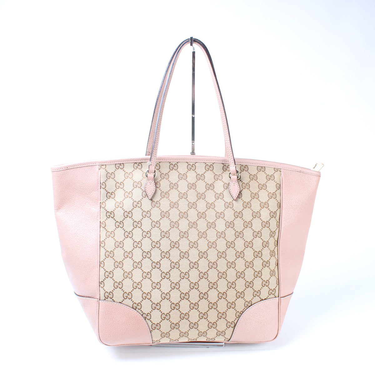 Gucci GG Beige Canvas Orange Leather Bree Zip Tote Bag 323671