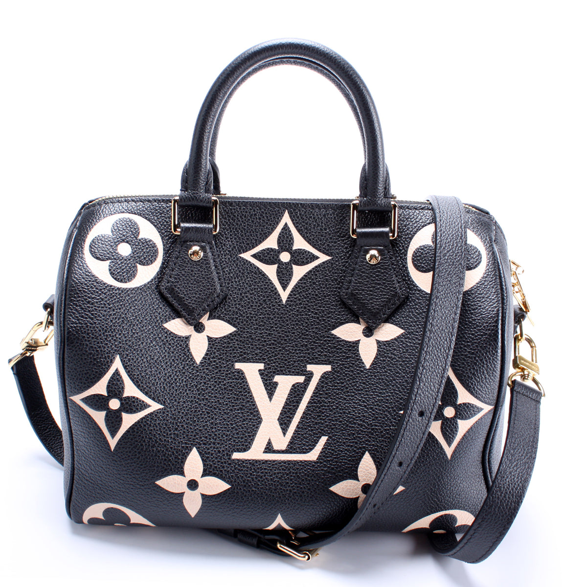 Louis Vuitton Speedy Bandoulière 25 Bicolore Black Beige Monogram Empreinte