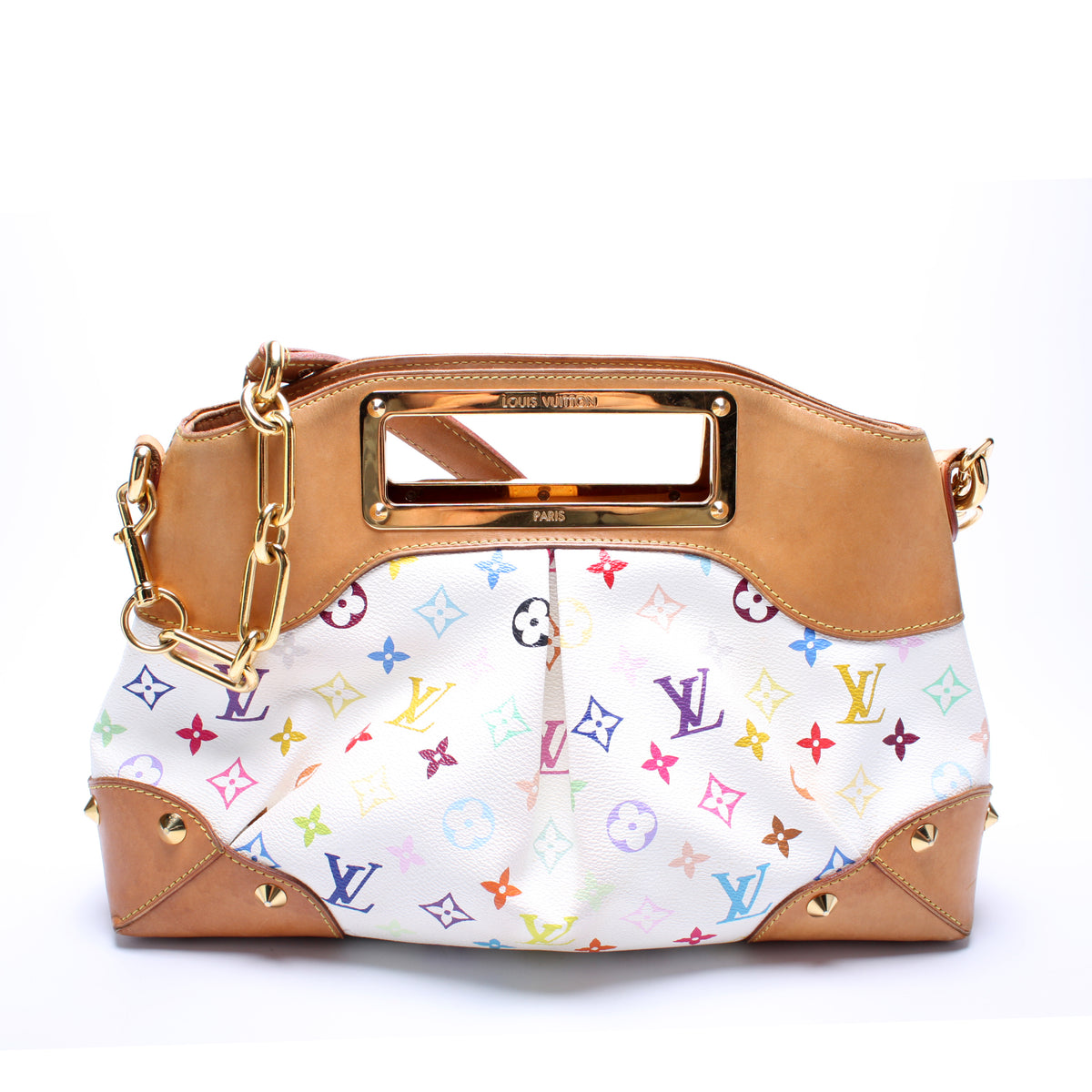 Louis+Vuitton+Judy+Shoulder+Bag+PM+Beige+White+Canvas+Leather+Murakami+ Multicolore+Monogram for sale online