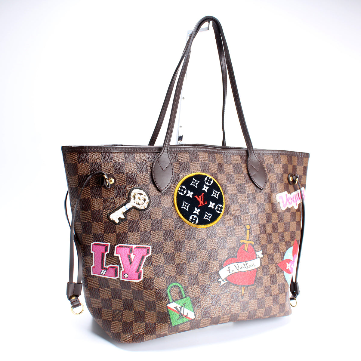Louis Vuitton Patches Neverfull MM of Damier Ebene Canvas with