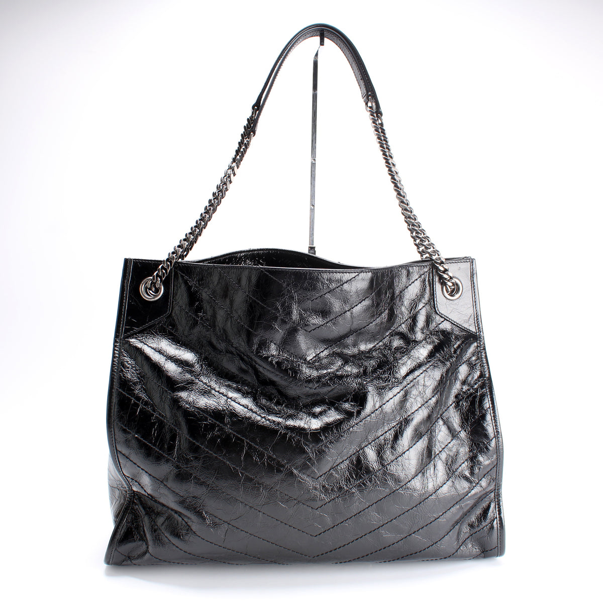 NIKI SHOPPING BAG 33 IN WHITE CRUMPLED CALFSKIN