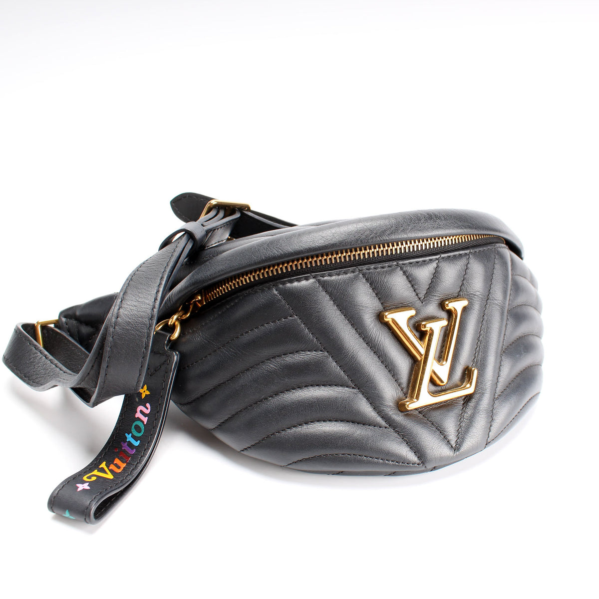 LOUIS VUITTON black leather NEW WAVE BUMBAG Belt Bag