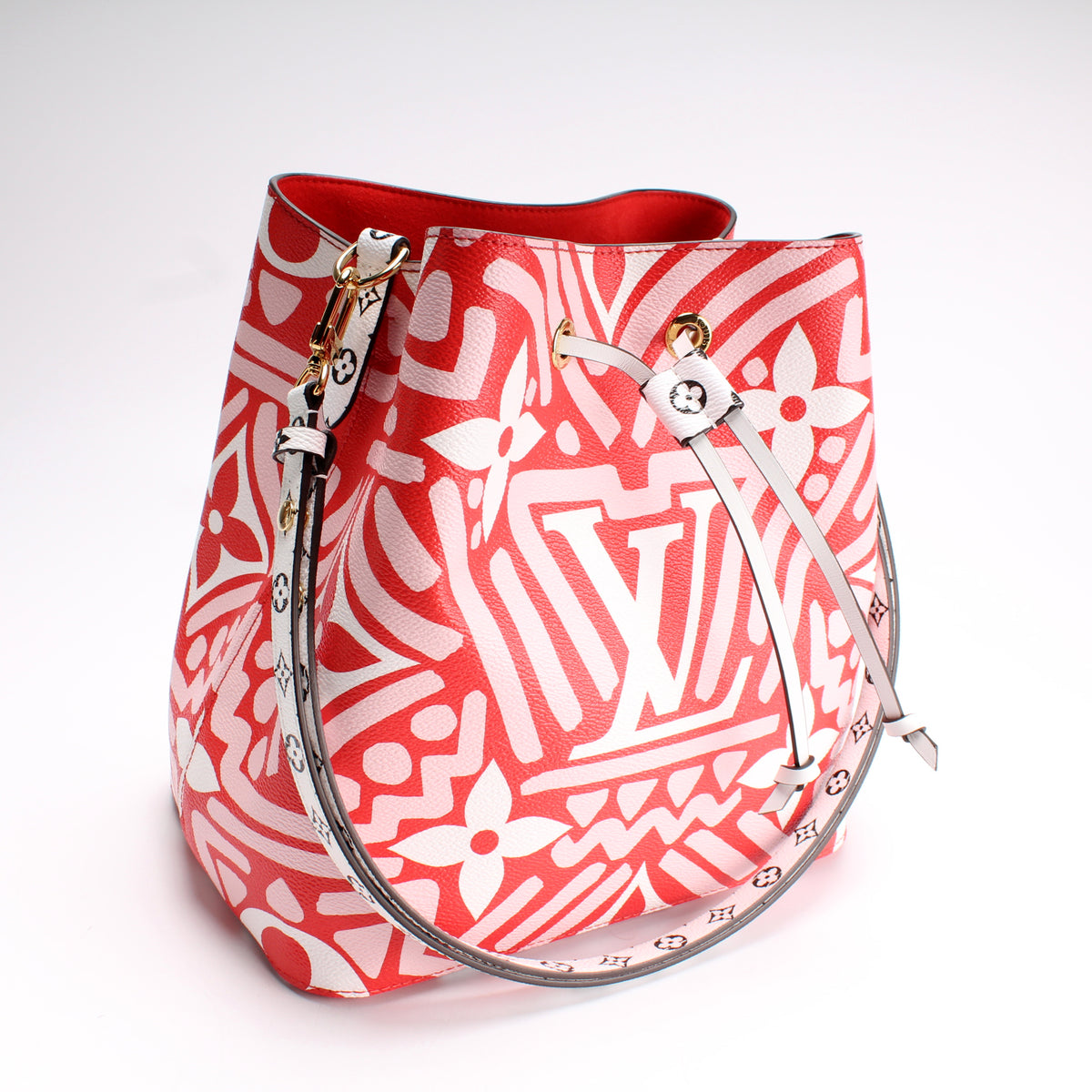 Louis Vuitton lv neonoe drawstring bag monogram with red