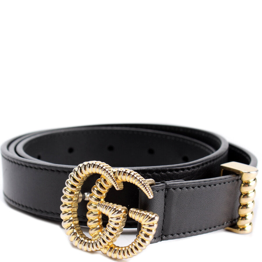 New Gucci Marmont Black Suede Torchon GG Buckle Belt Size 95/38