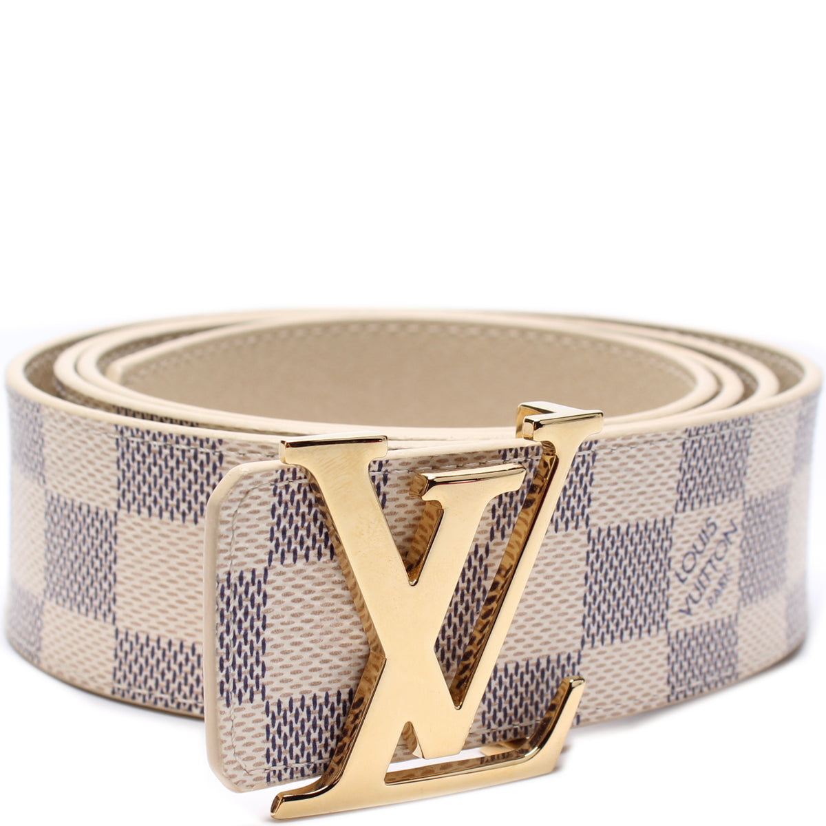 Louis Vuitton LV Initiales 30mm Reversible Belt Pink Damier Azur. Size 85 cm