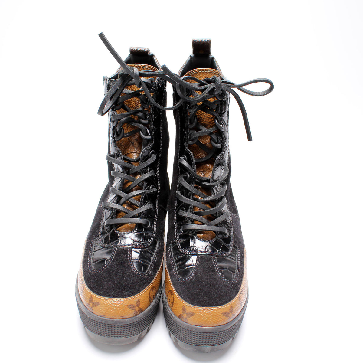 LOUIS VUITTON Calfskin Reverse Monogram Fireball Ankle Boots 39