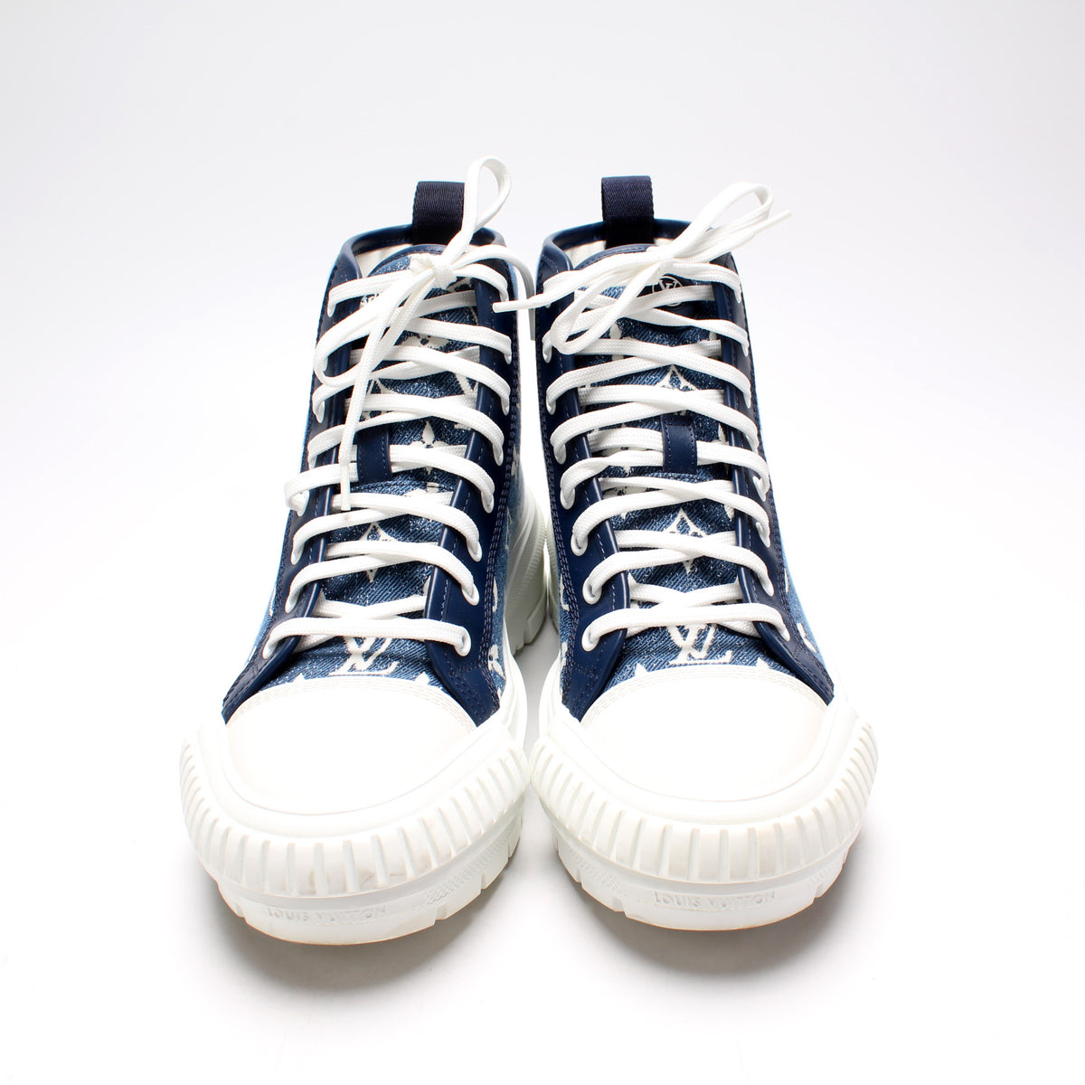 LV Squad Sneaker Boots Denim Monogram Size 38.5 – Keeks Designer Handbags