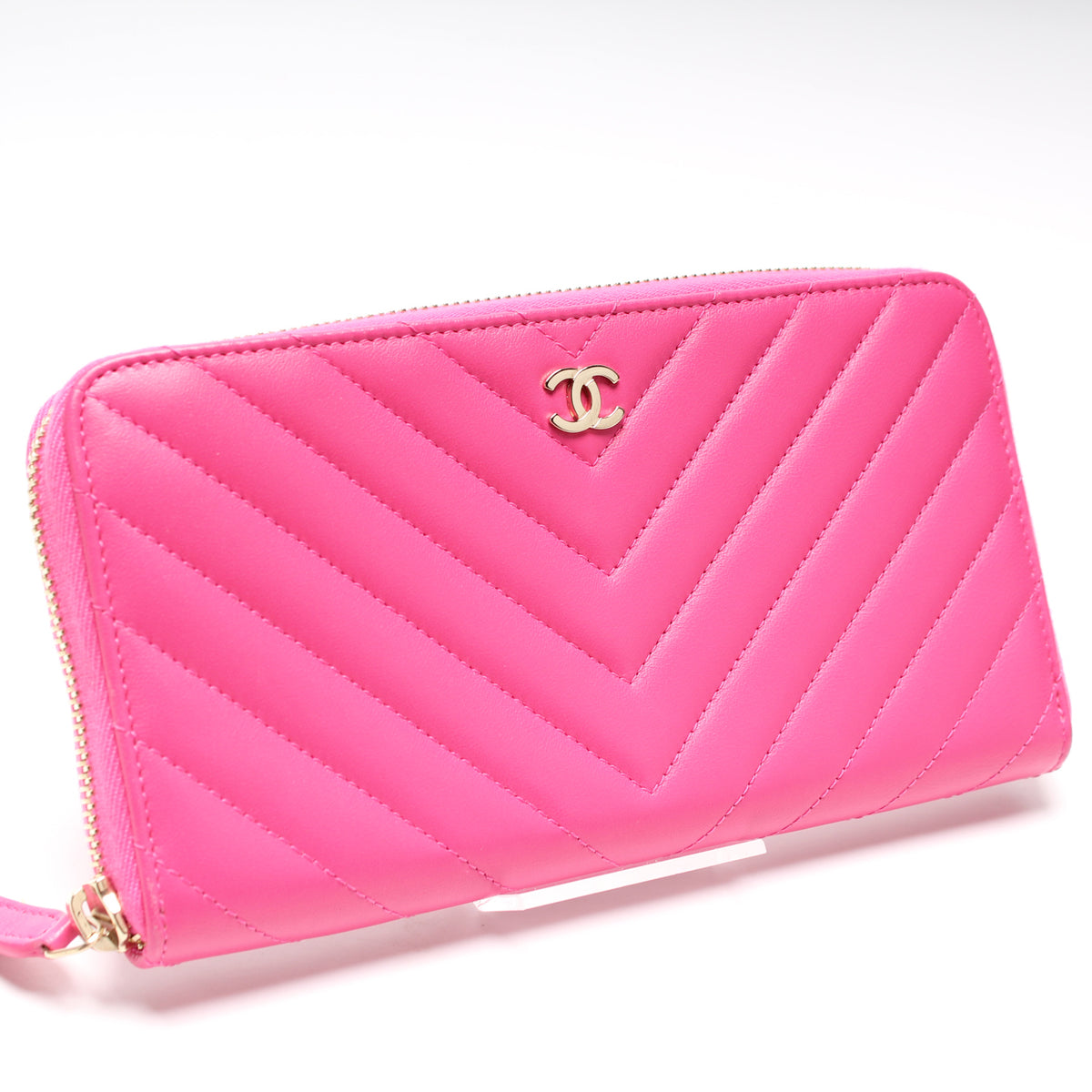 Chanel Zip Around Wallet Chevron Lambskin Small