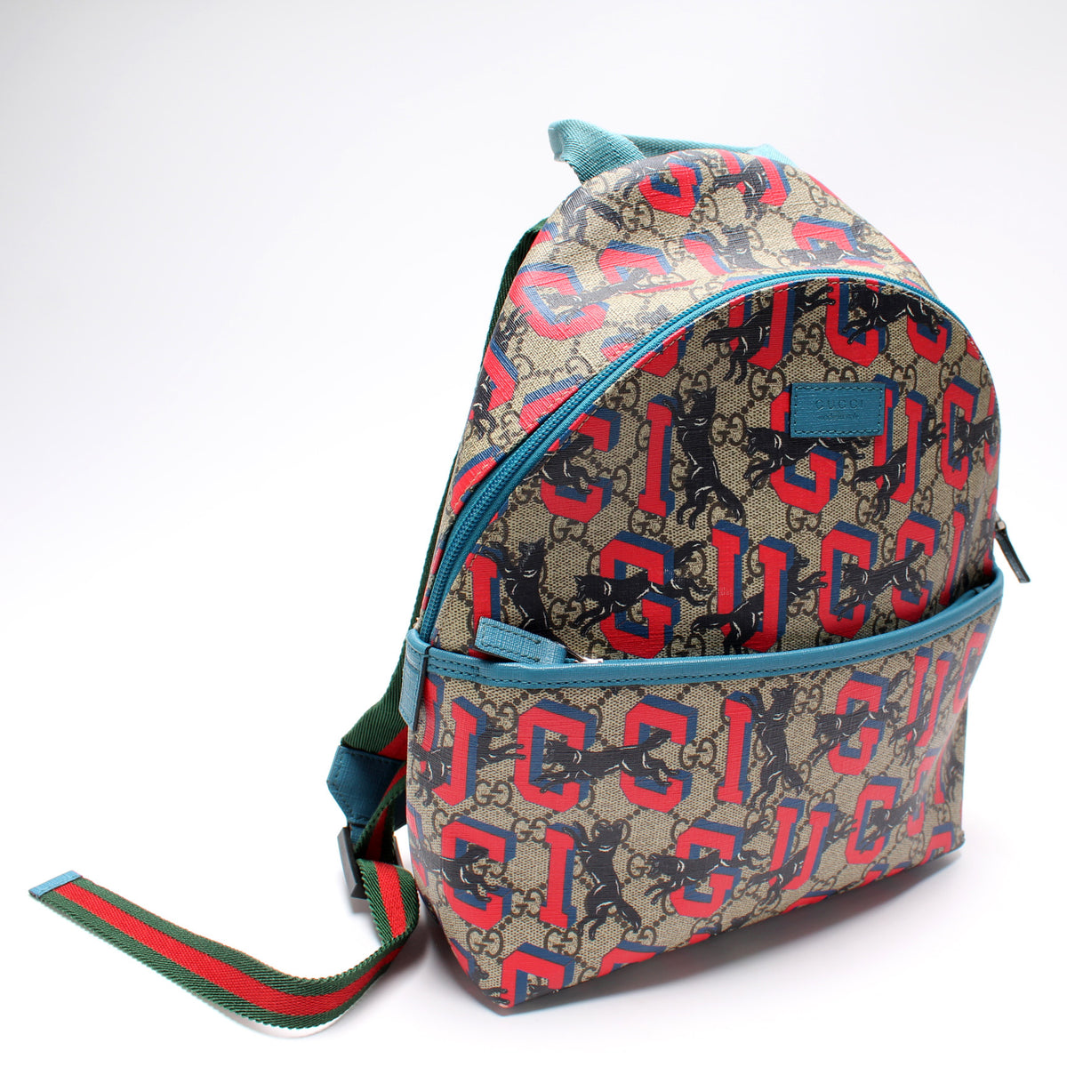 GUCCI GG Supreme Striped Kids Backpack-Bag Pink x Beige GG Supreme Canvas  271327