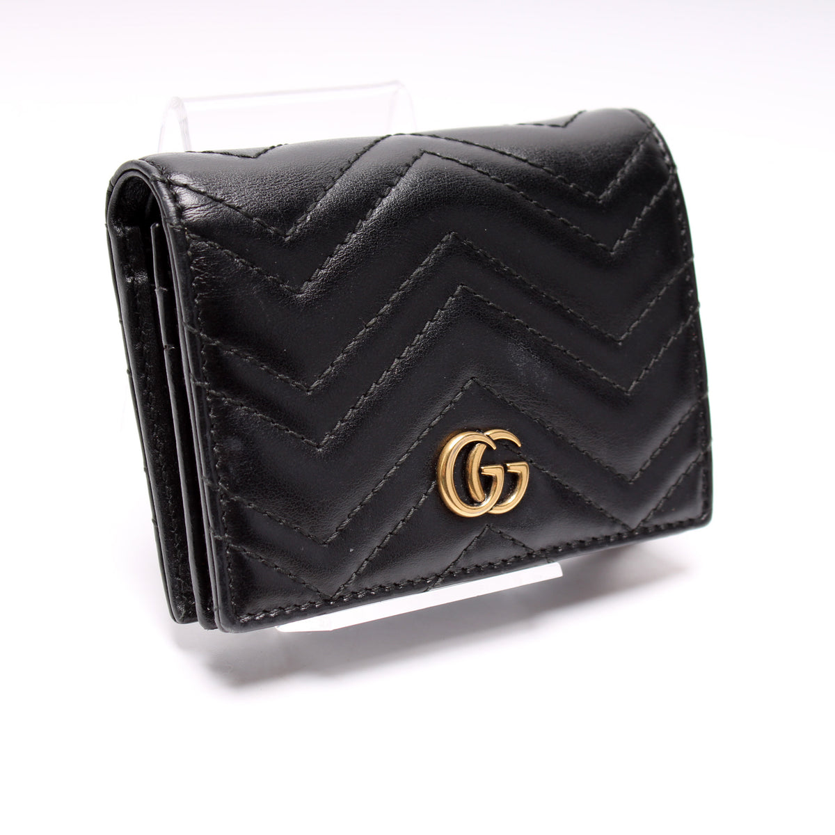 GG Matelassé card case wallet in black leather