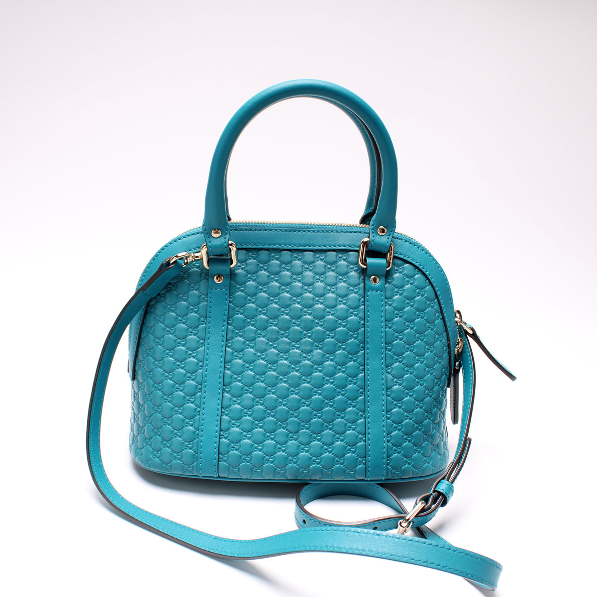 NEW Gucci Green Leather Mini GG Guccissima Dome Satchel Crossbody Shoulder  Bag