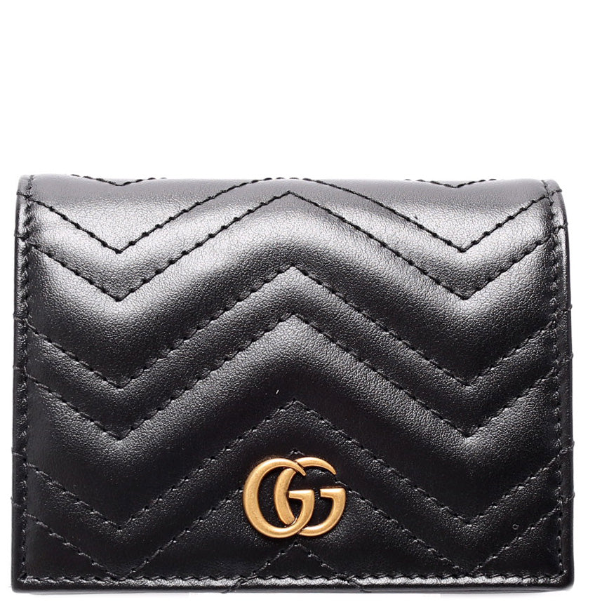 GG Marmont Leather Card Holder in Black - Gucci