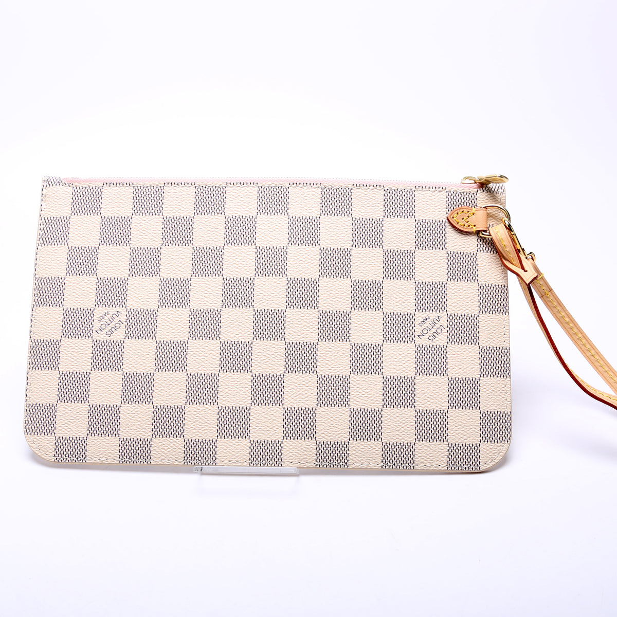 Authentic LOUIS VUITTON Damier Azur Canvas Neverfull Pochette Zip