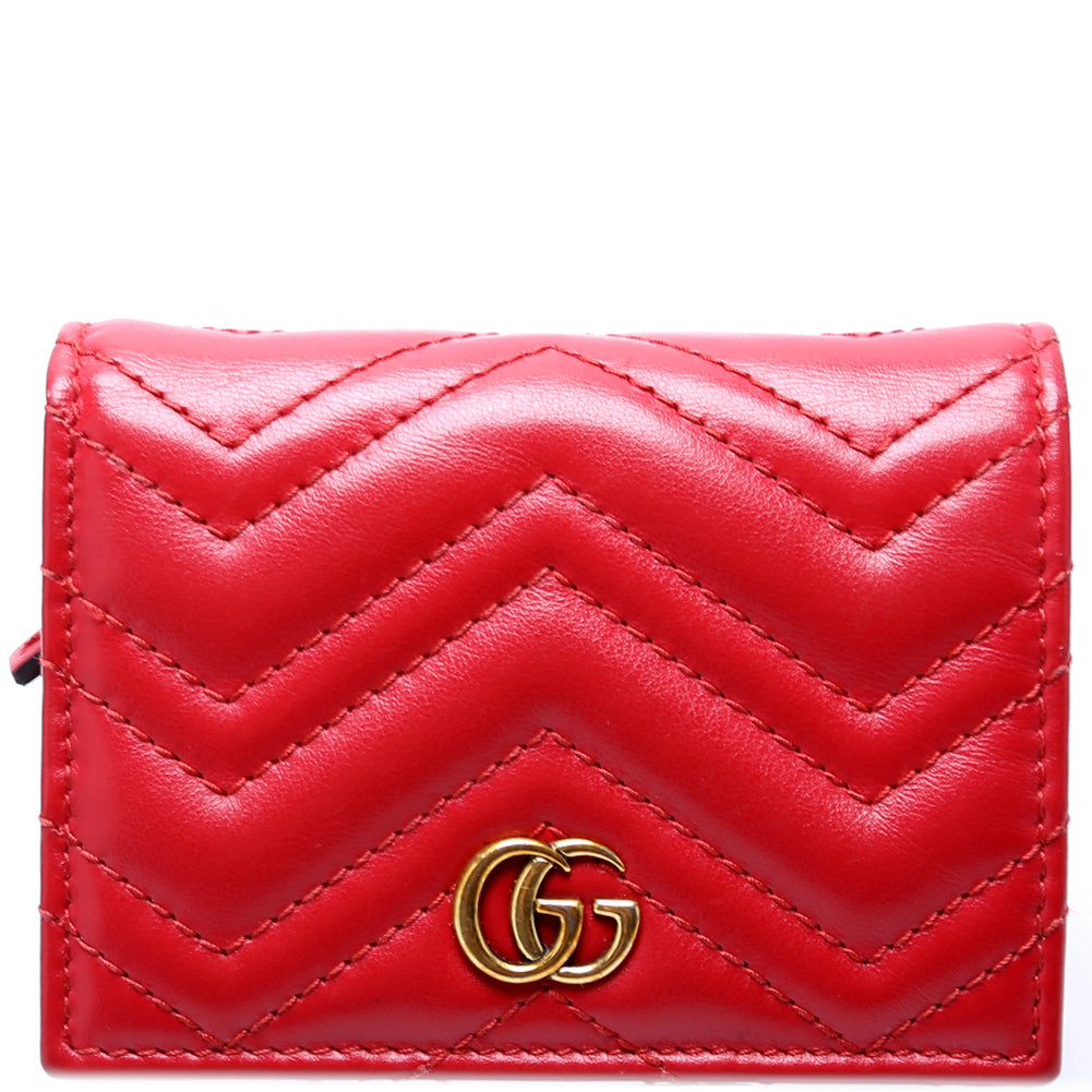 GG Marmont Leather Card Holder in Red - Gucci