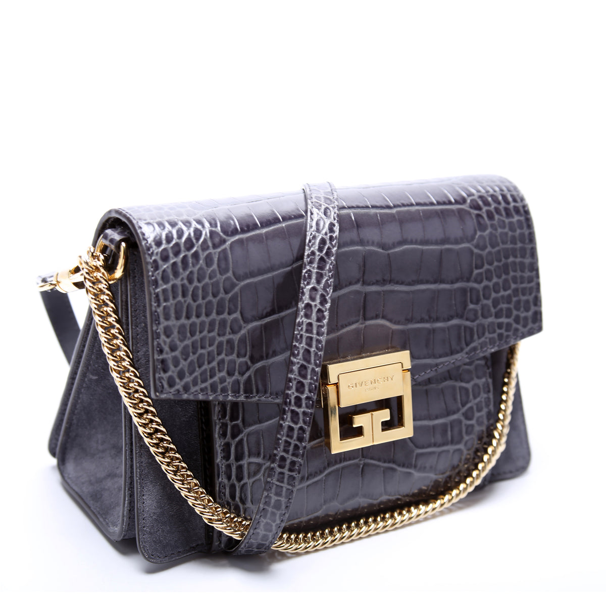 Small GV3 Bag Crocodile Embossed Suede