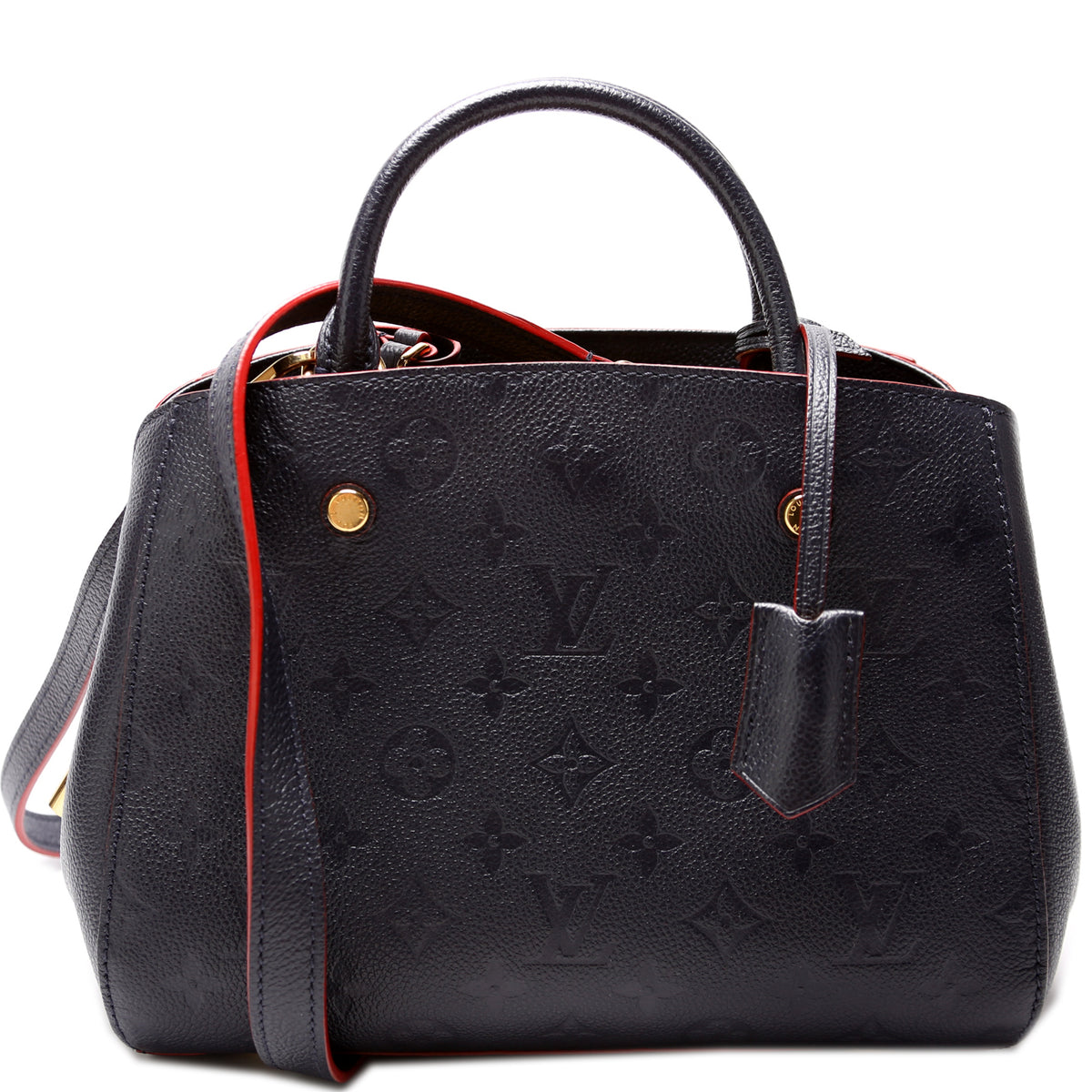 Authentic Louis Vuitton Montaigne BB Giant Monogram Empreinte Black & Beige  Bag