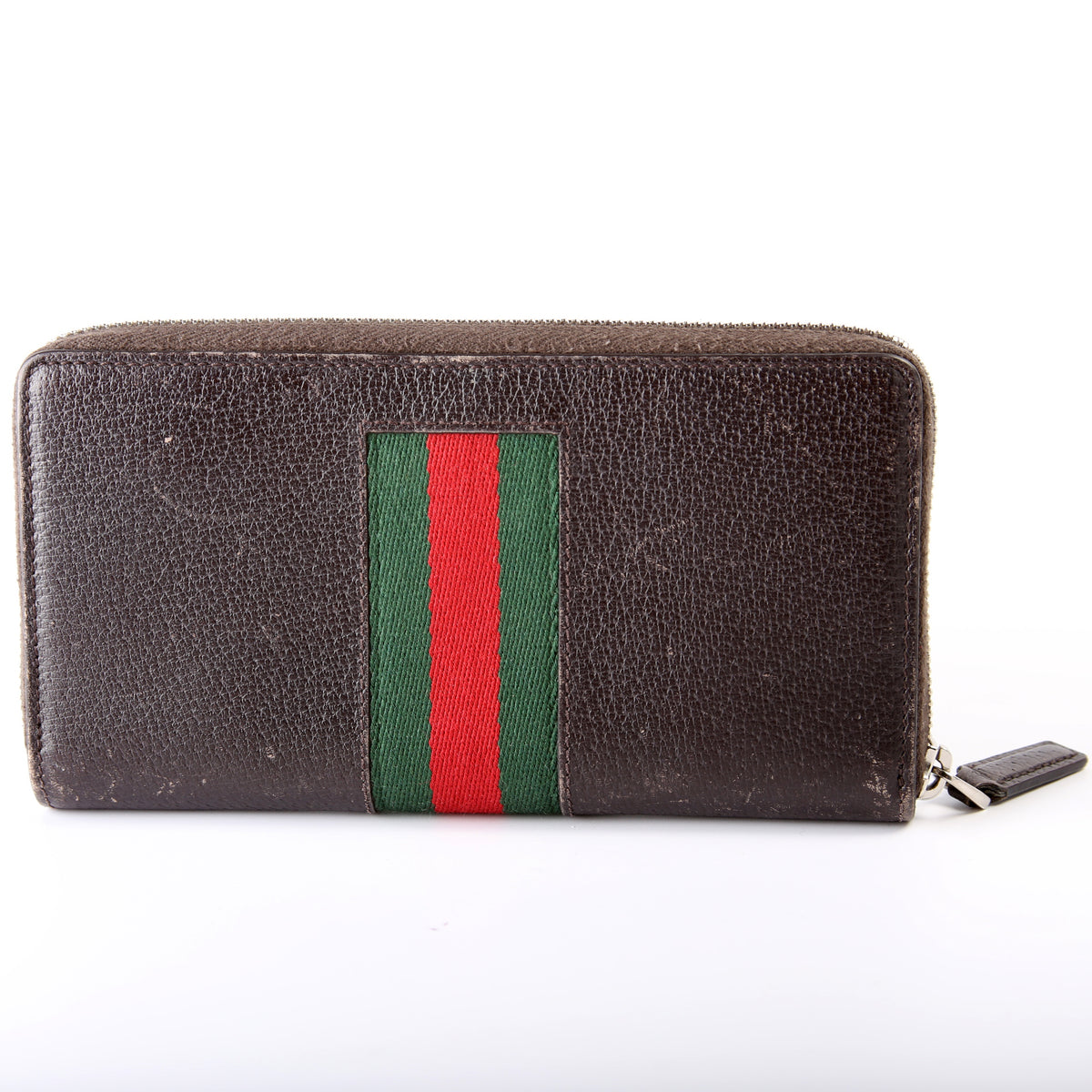 Gucci Web Guccissima Leather Zip Around Wallet Black