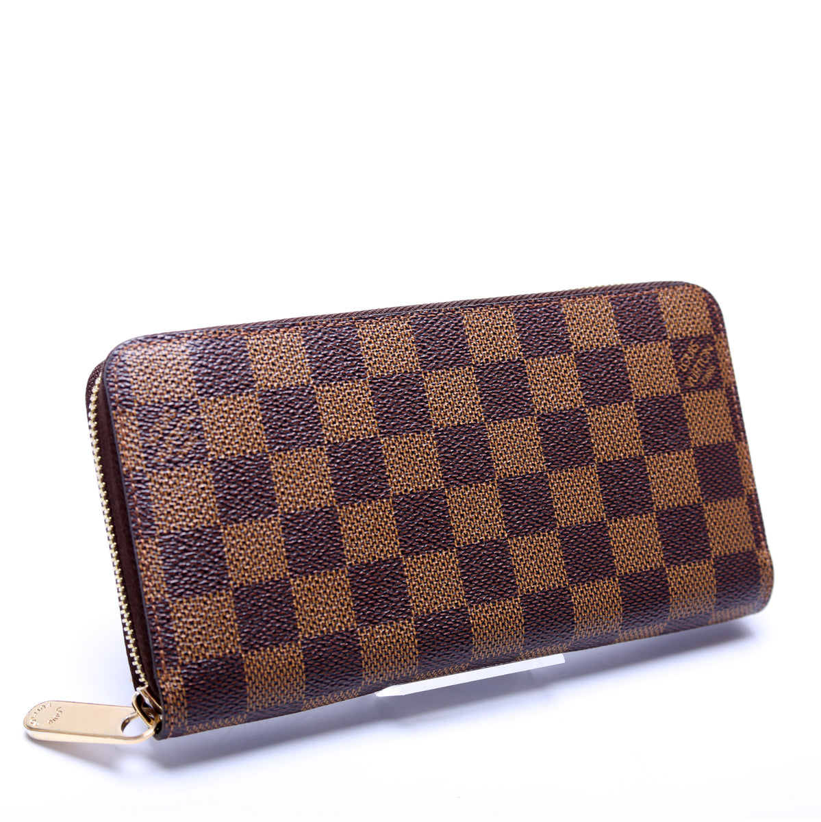 Damier Ebene Zippy Leather Wallet (Authentic Pre-Owned)