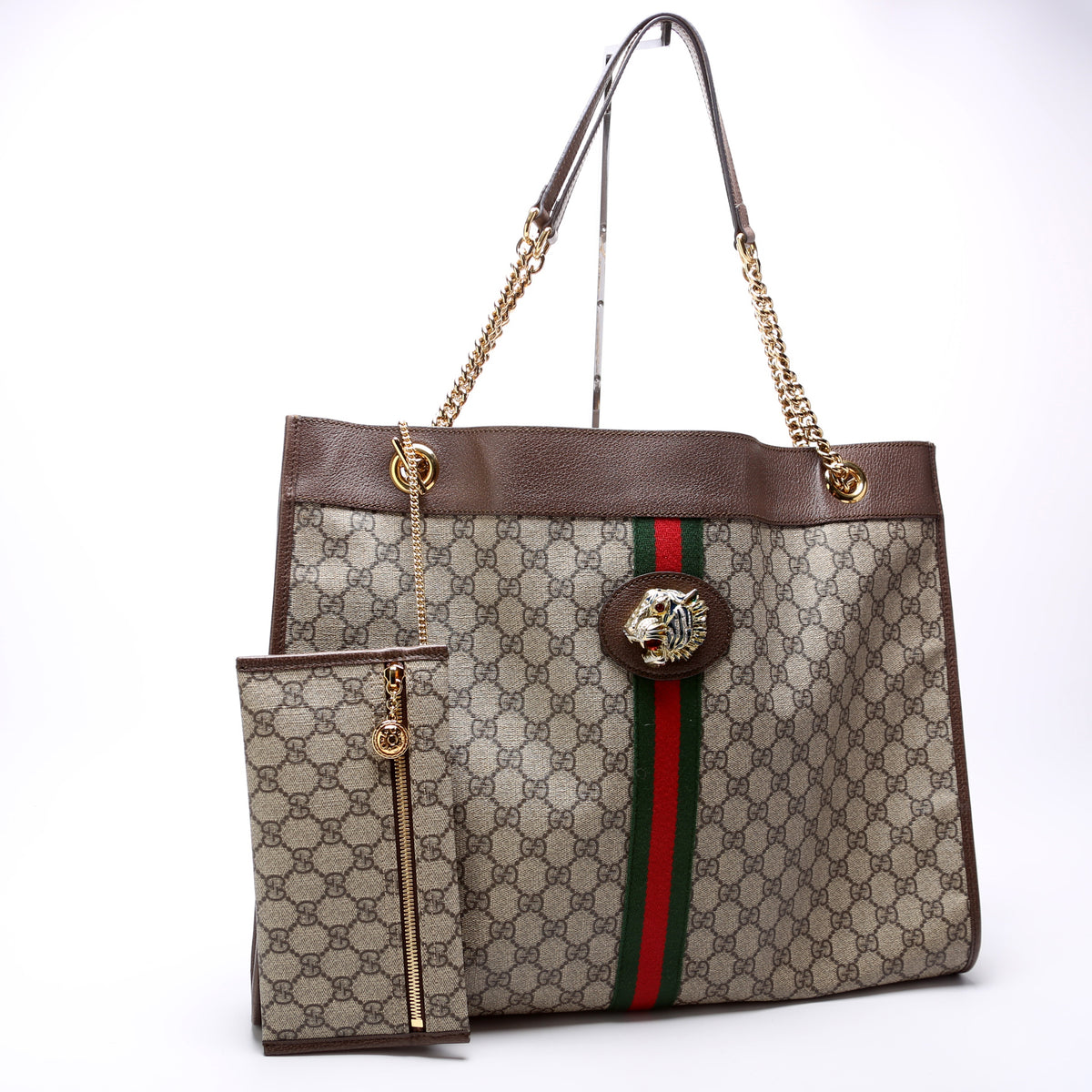 Gucci Rajah Gg Supreme Leather Large Chain Shoulder Bag 537219
