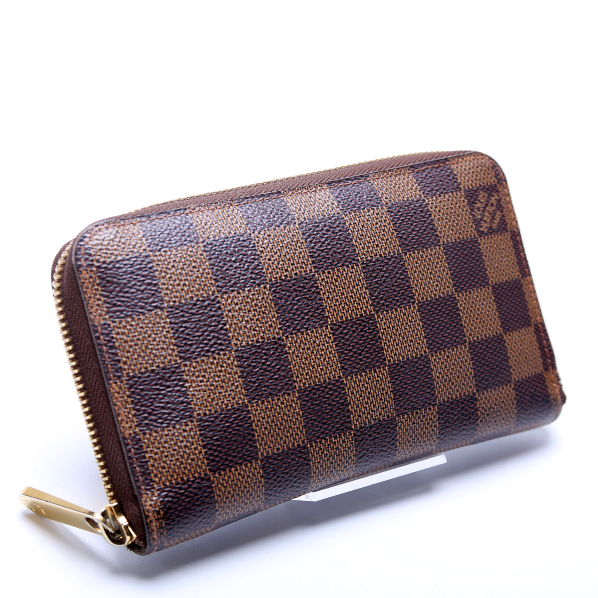 Damier Ebene Zippy Leather Wallet (Authentic Pre-Owned)