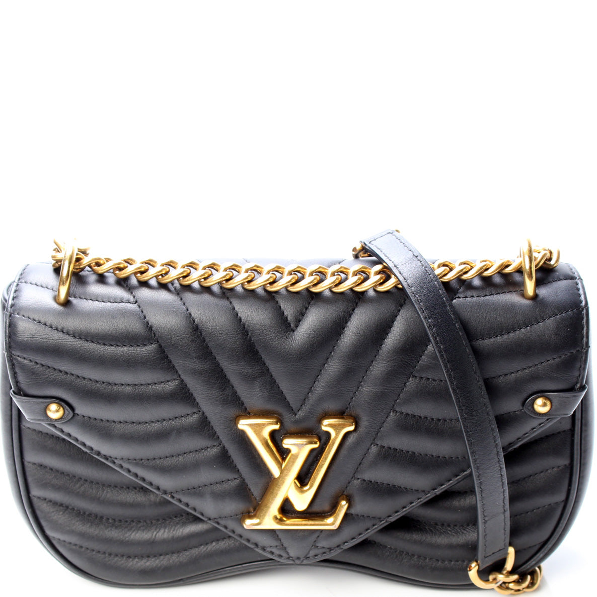 Louis Vuitton Black Leather Chain New Wave MM Bag Louis Vuitton