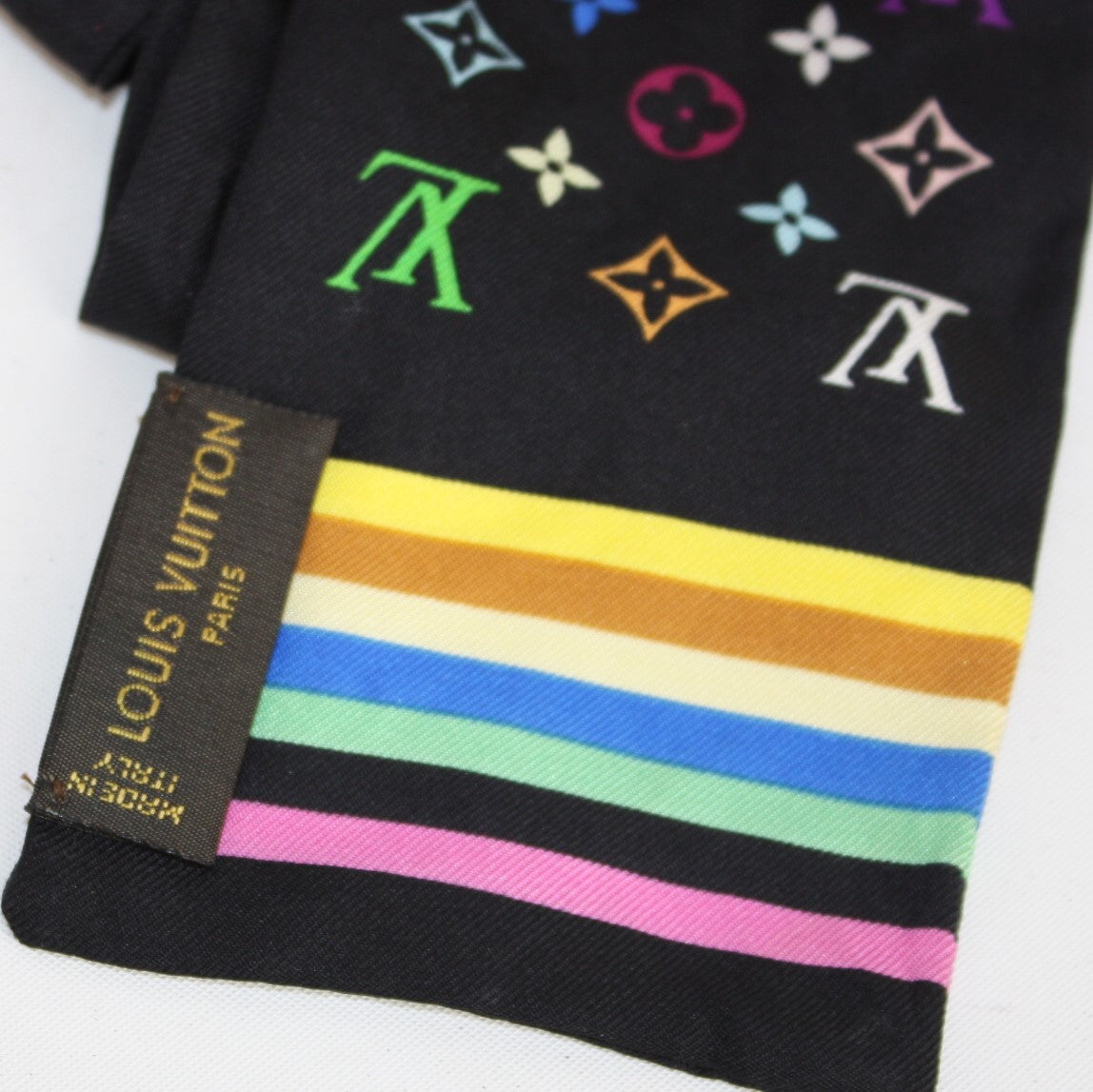 Multicolor Monogram Silk Scarf – Keeks Designer Handbags