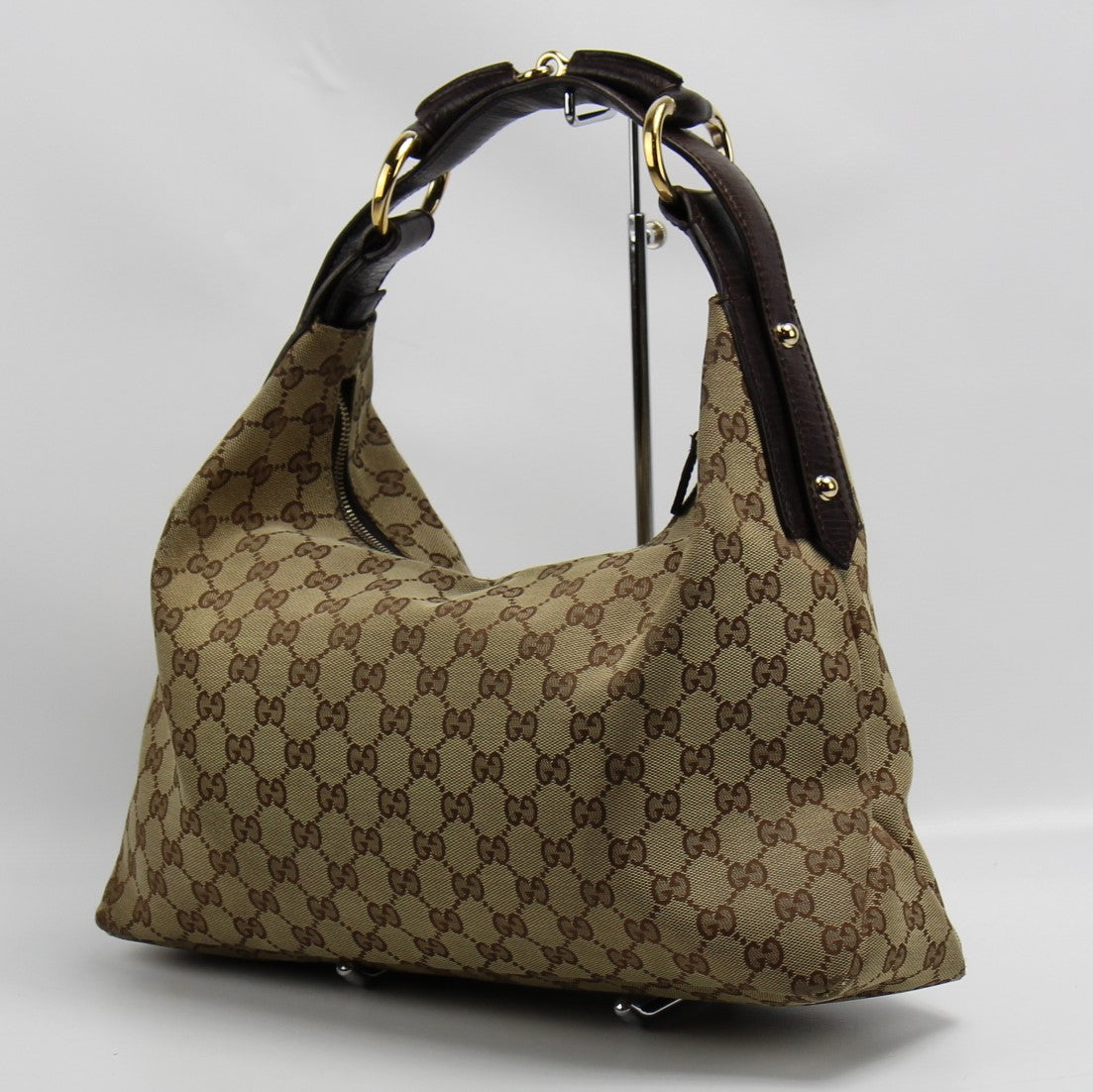 Gucci GG 115867 Horsebit LTH Embossed Purse Shoulder Hobo Bag